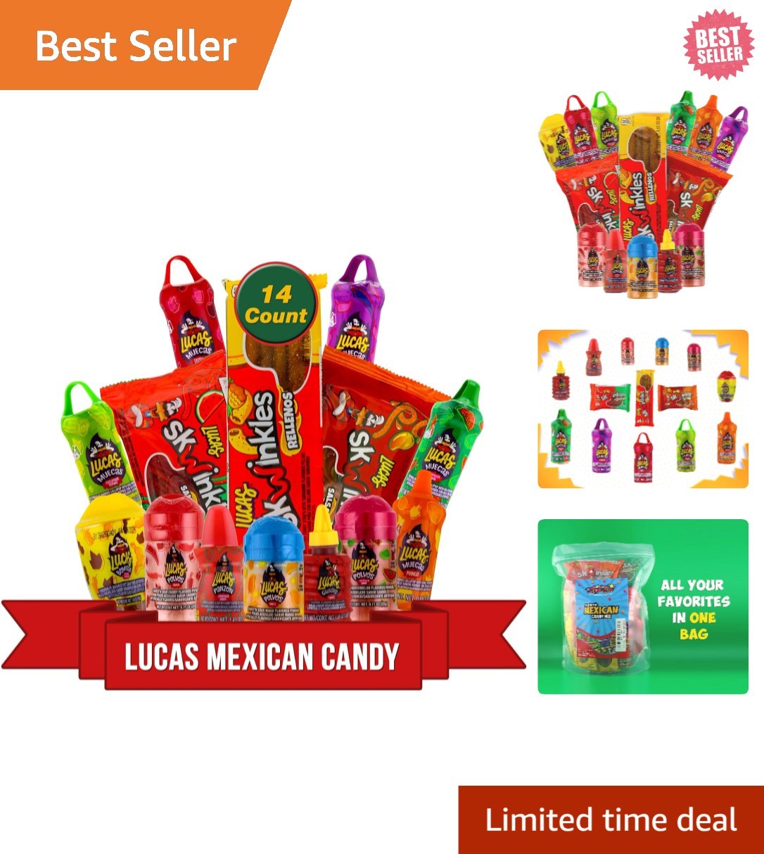 Assorted Lucas Mexican Candy 14 Count – Sweet, Sour, and Spicy Selection