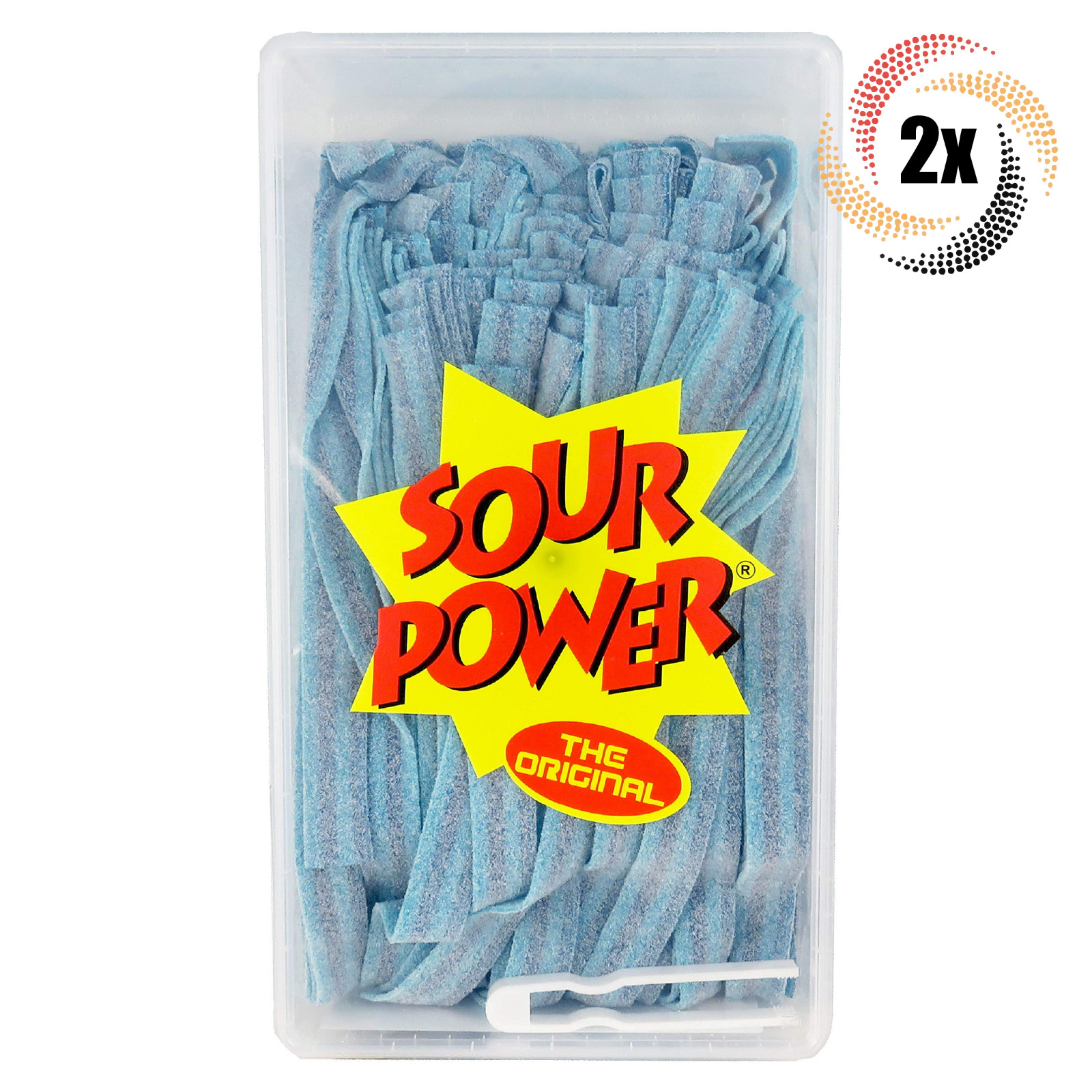 2x Tubs Sour Power Berry Blue Flavored Candy Belts | 144 Belts Per Tub | 2.5lbs