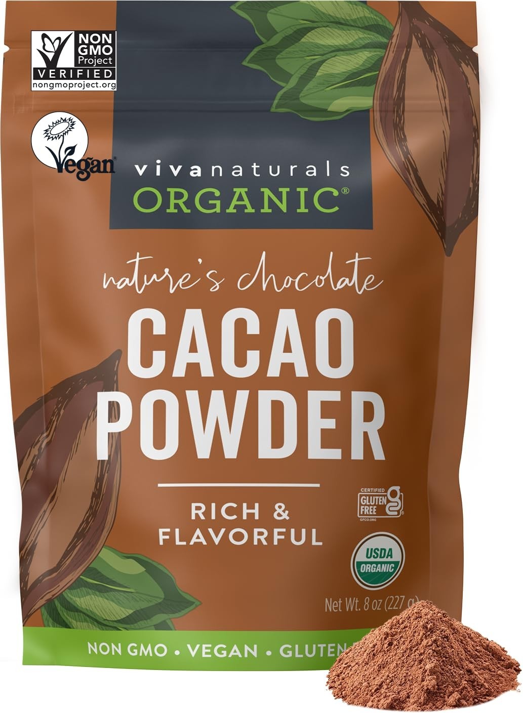 Organic Cacao Powder, Unsweetened, 8 oz 227 g – Rich Dark Chocolate Flavor, P…