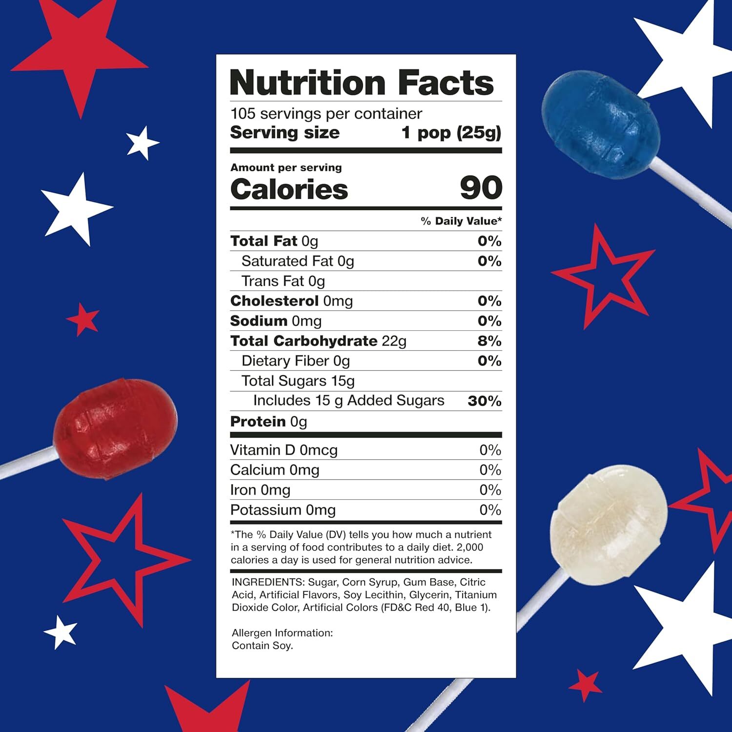 Patriotic Candy Lollipops, Independence Day, July 4th Suckers, 6-Pound Box