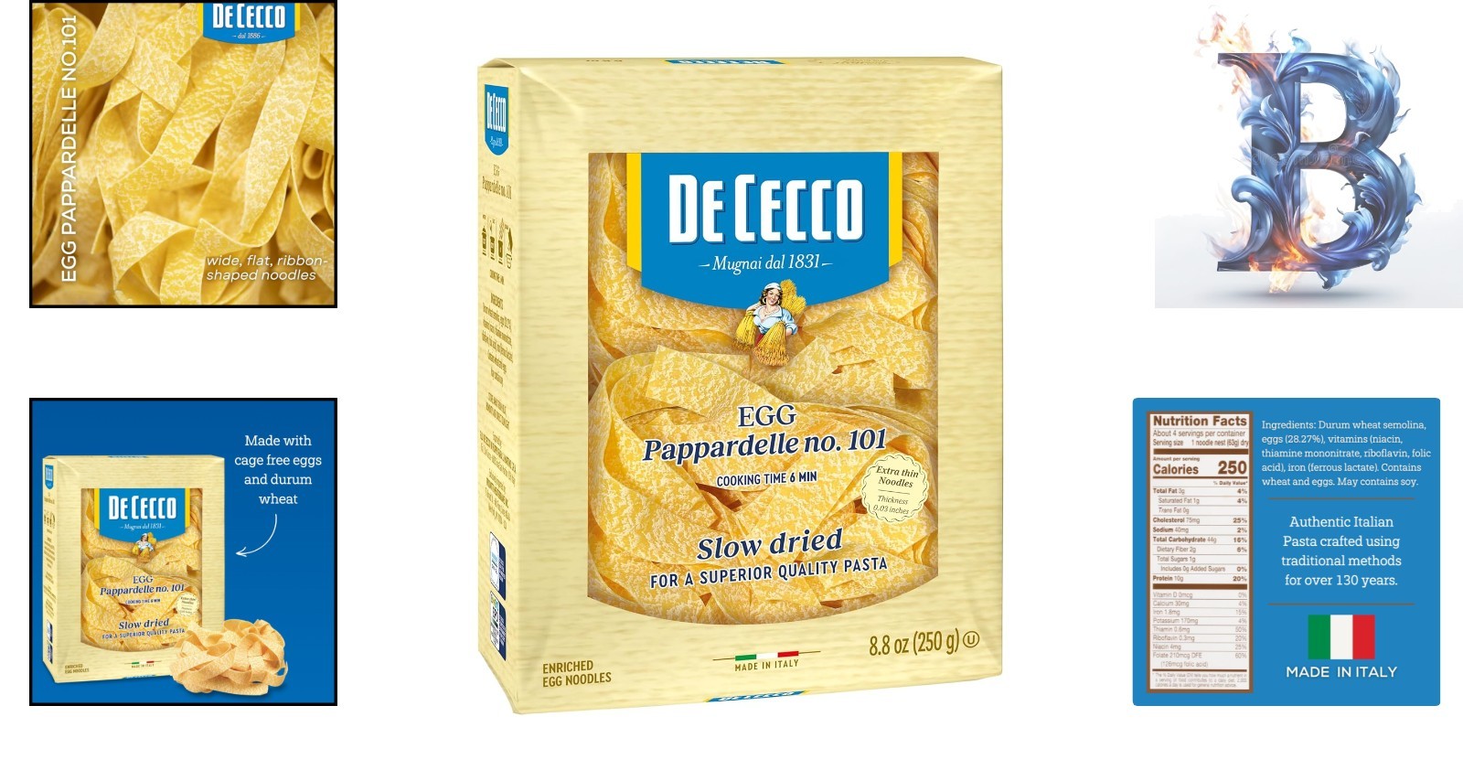 Pasta No. 101: Authentic Italian Egg Pappardelle, 8.8 Oz – Tradition Since 1886