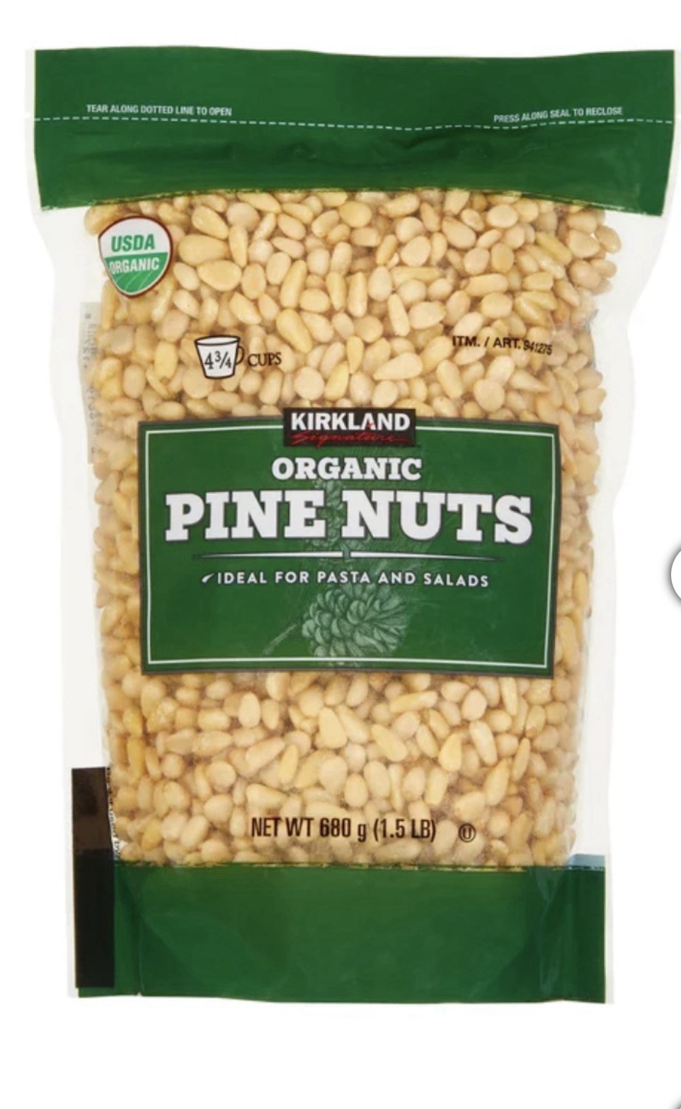 Kirkland Organic Pine Nuts Natural Flavor USDA Organic 680g (1.5 lb)