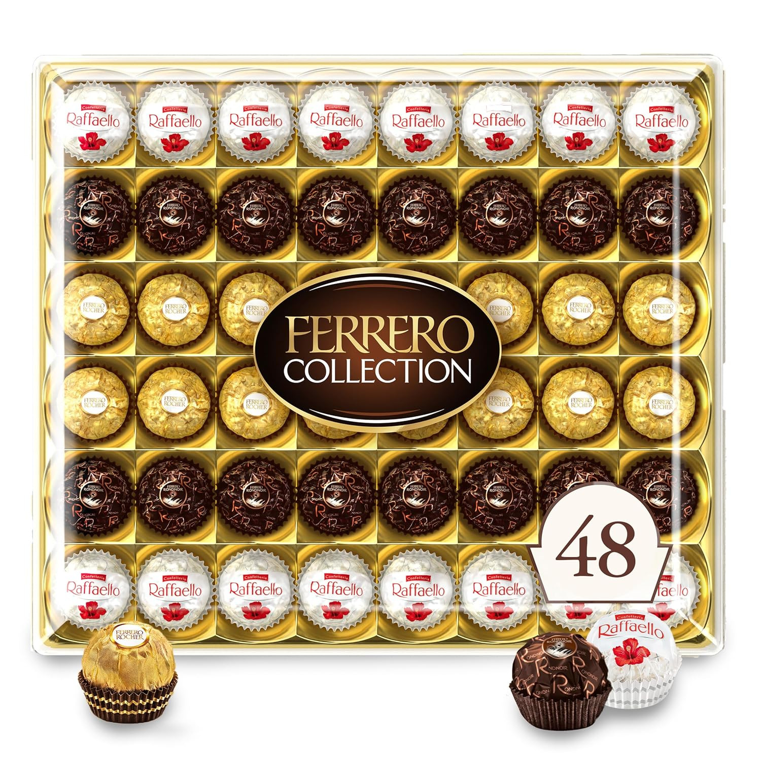 Collection Gourmet Gift Box, 48 Assorted Confections with Hazelnut, Dark Chocola