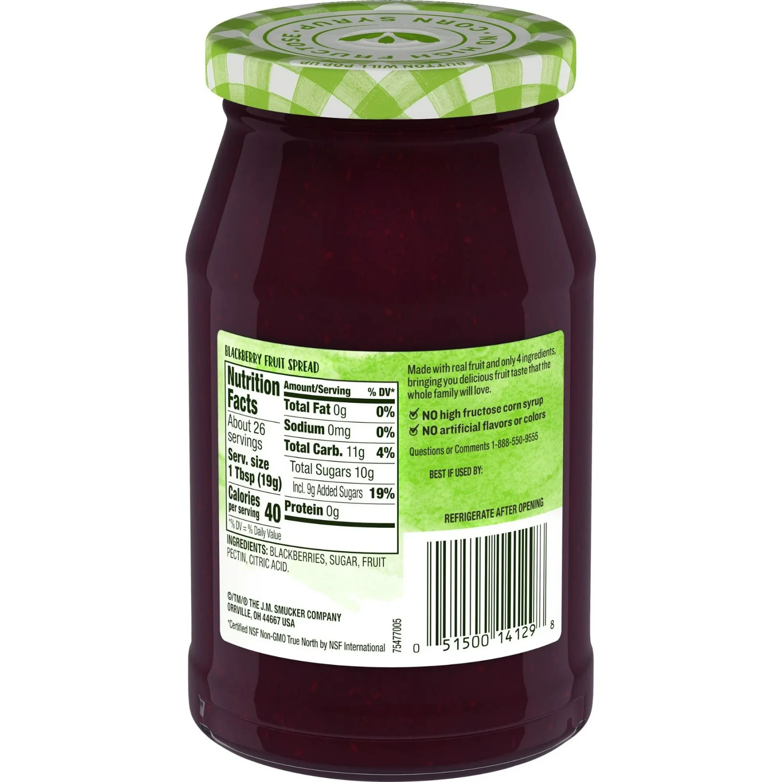 Smucker’s Natural Blackberry Fruit Spread, 17.25 oz (2 pack)