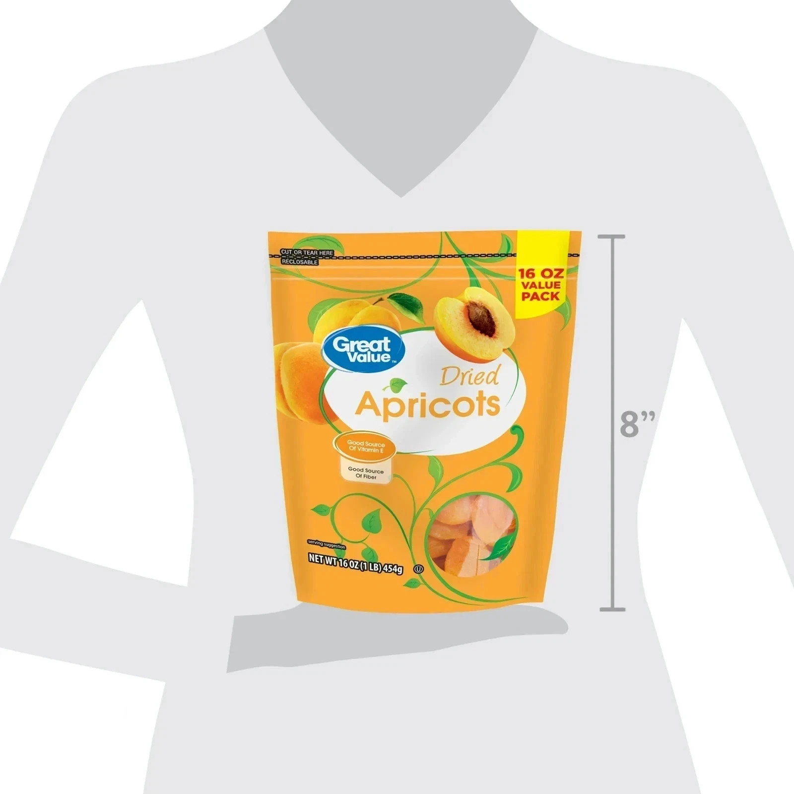 New Great Value Dried Apricots, 16 Oz Free Shipping