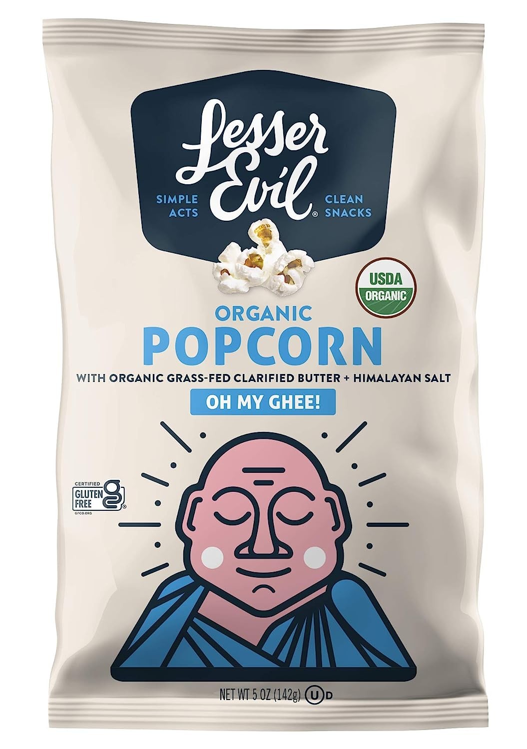 LesserEvil Oh My Ghee Organic Popcorn, 5 Oz