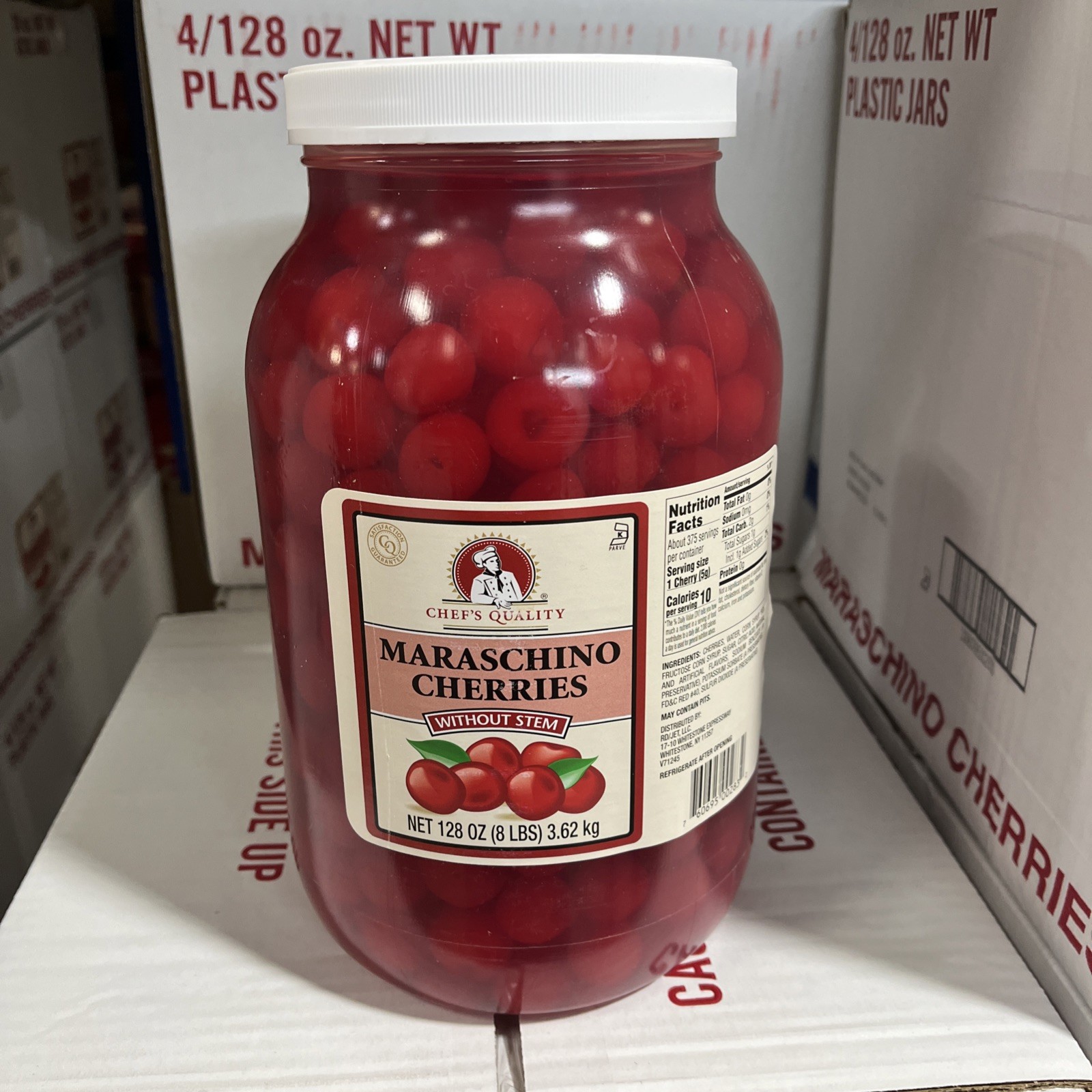 Maraschino Cherries without stems – 128 oz 1 GALLON (8lb) Chef’s Quality