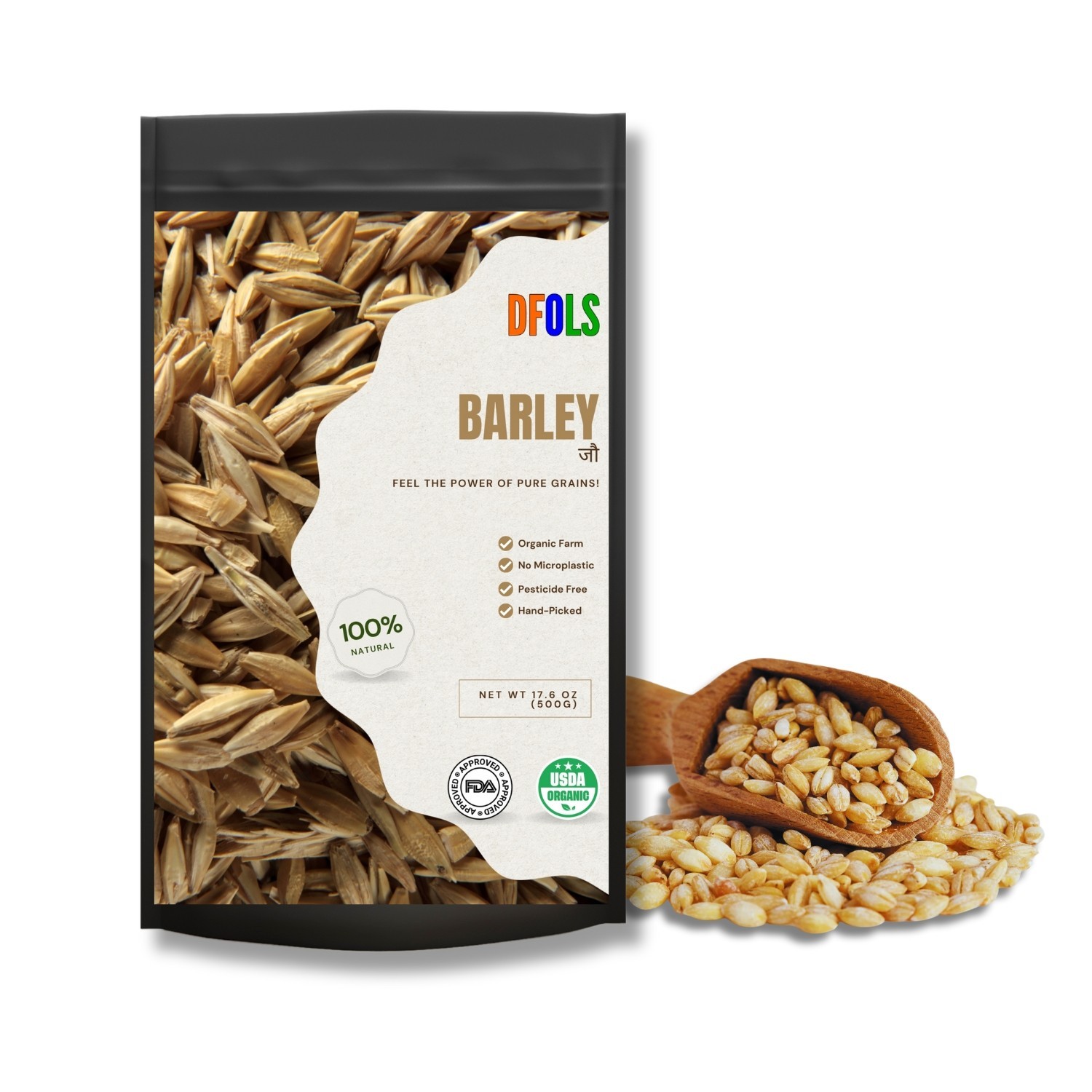 DFOLS Barley Whole Grain Chewy Nutty 0.55lb 8.82oz 250g 大麦