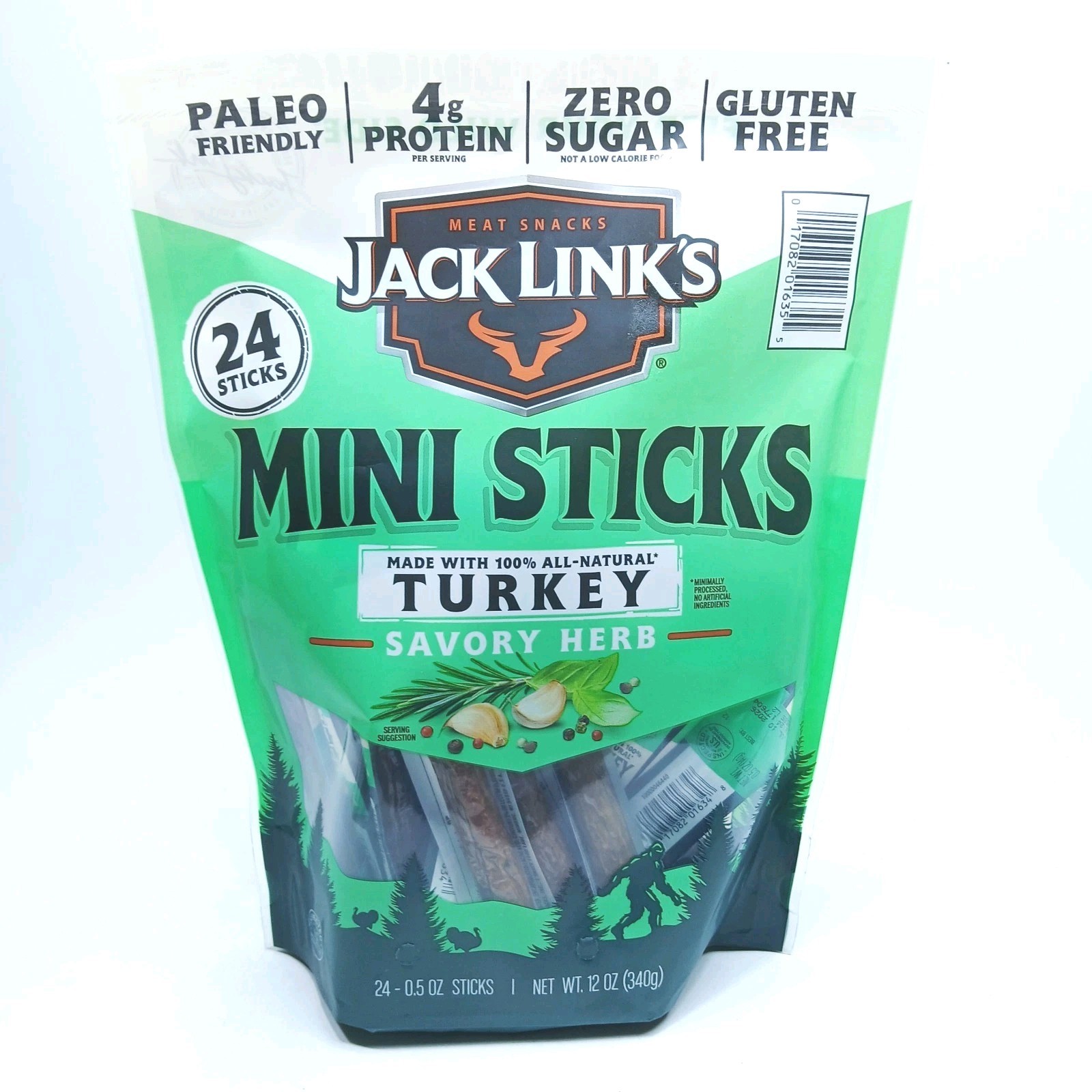 Jack Link’s Savory Herb Mini Turkey Stick 24 x 0.5 Oz EXP 07/2026 ( GLUTEN FREE