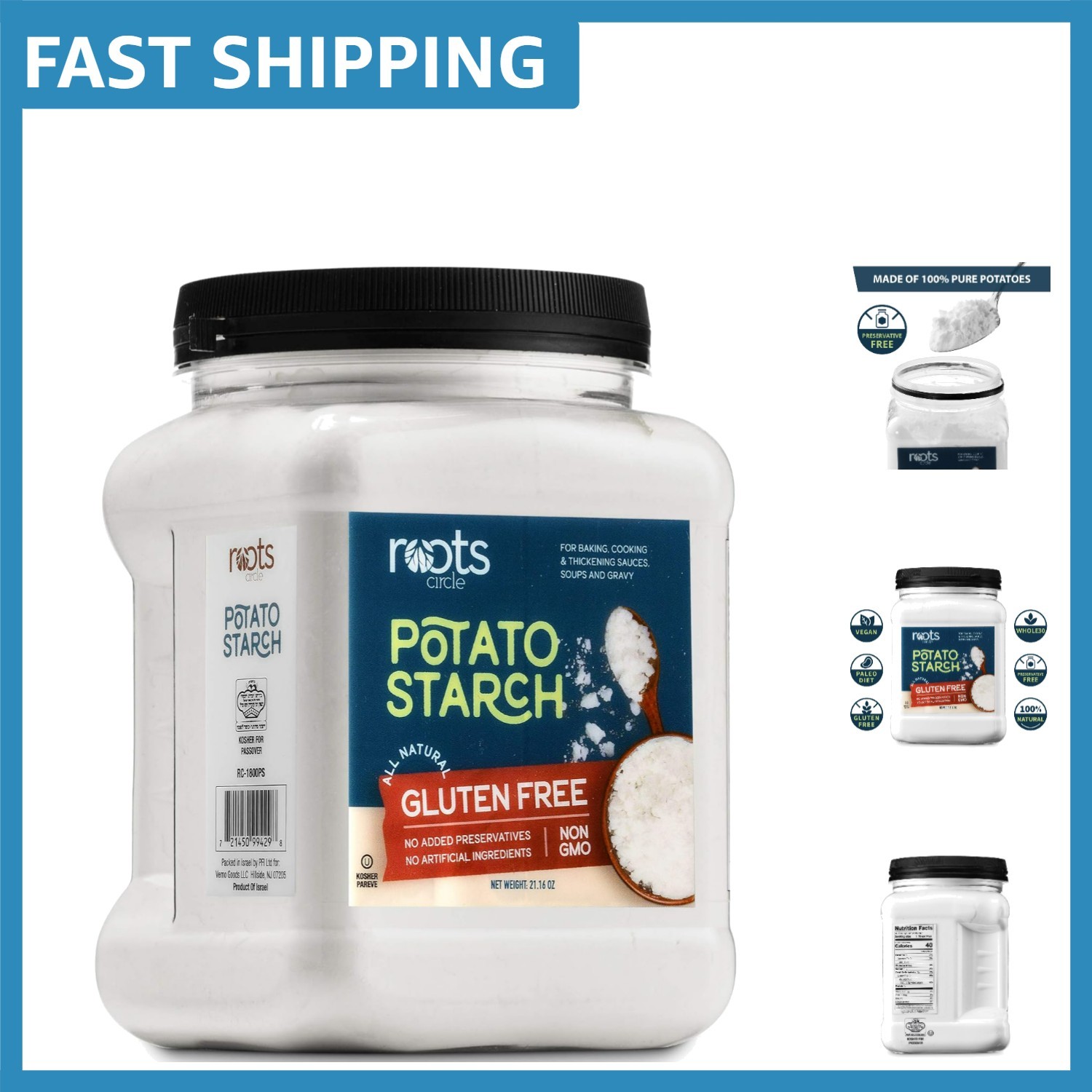 Healthy Kosher Gluten-Free Potato Starch 21oz | Resistant Starch for Cooking