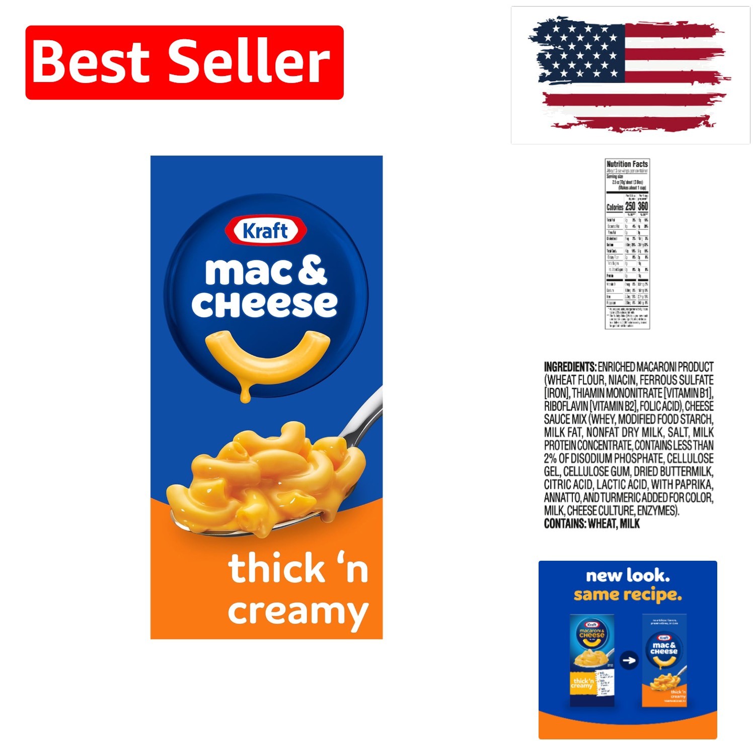 Kraft Mac and Cheese, 1 Box, for Easy Dinner or Dinner Sides, Thick ‘n Creamy…