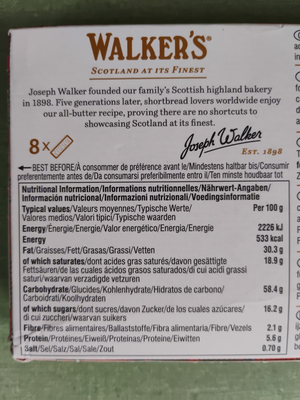 Walkers Shortbread Fingers Cookies 6-Pack 150g 5.3oz Exp 12/2028