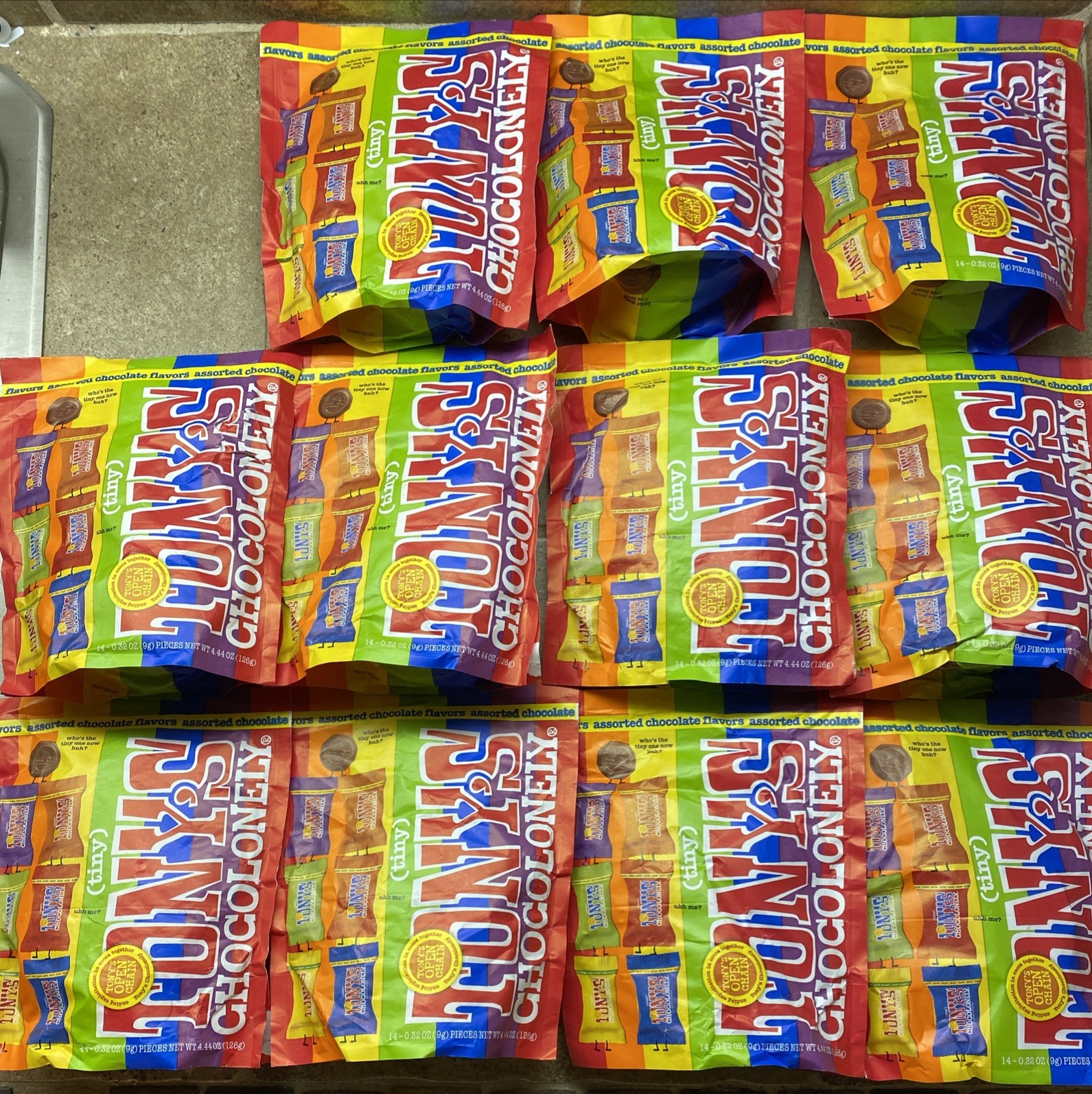 11 BAGS Tony’s Chocolonely Tiny Tony’s Mixed Flavor Pouch 14/.32oz