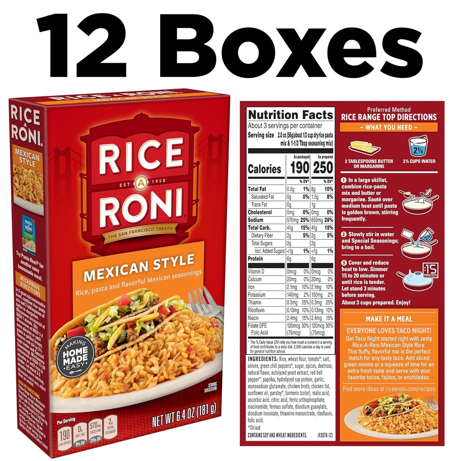 Quick Cook Mexican Rice & Pasta (6.4 Oz, Pack of 12) – Family-Approved Flavor