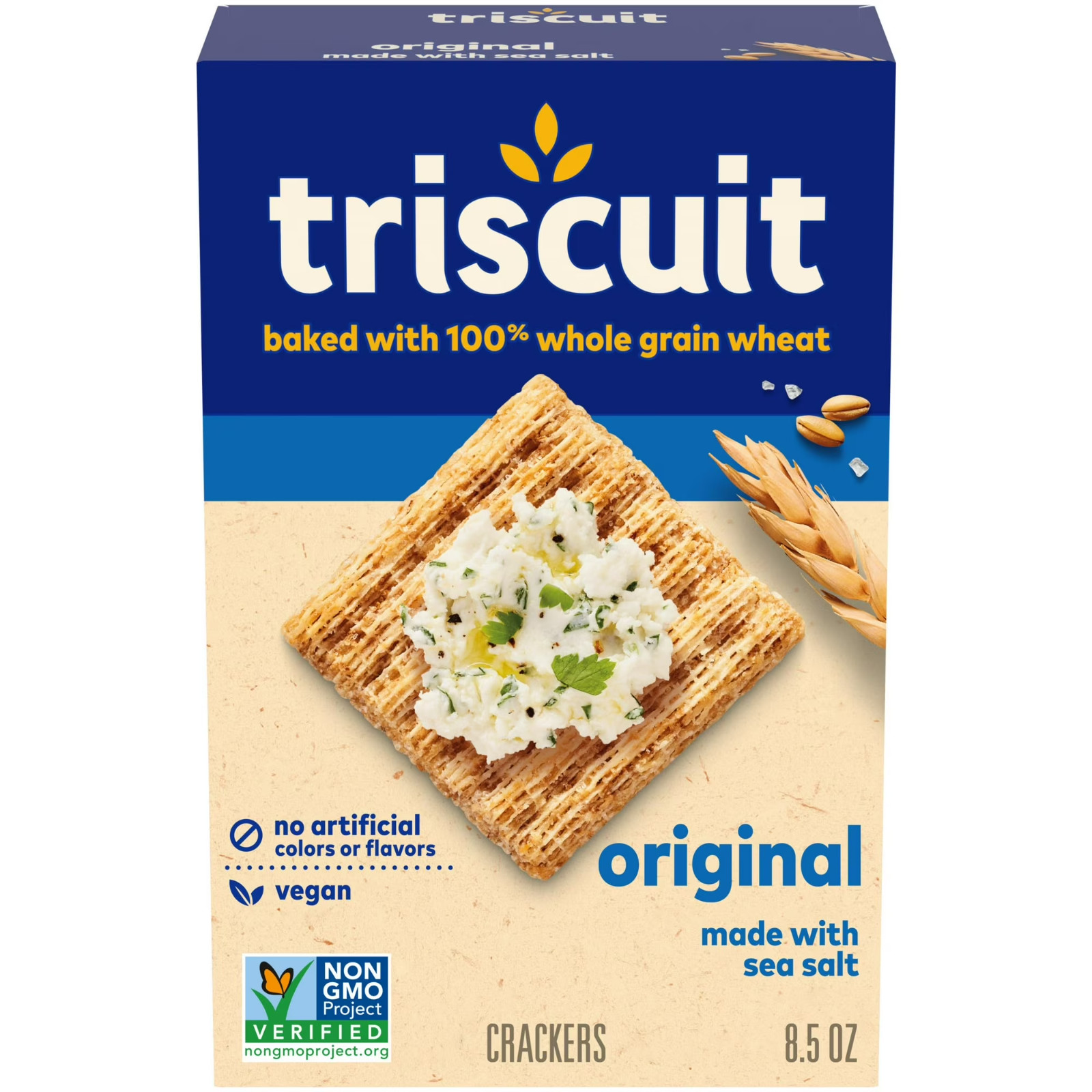 (3 pack) Triscuit Original Whole Grain Wheat Crackers, Vegan Crackers, 8.5 oz