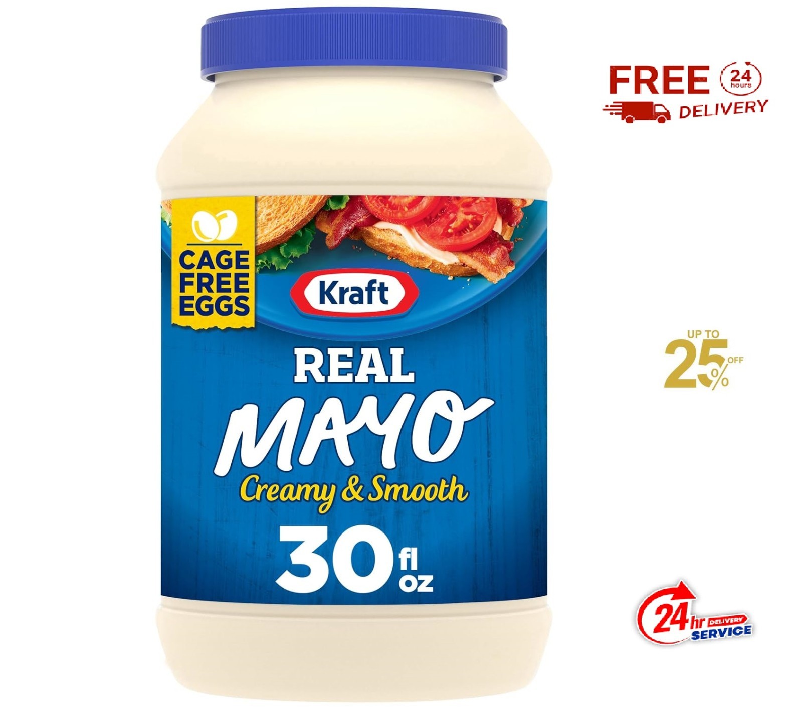 Kraft Real Mayo Creamy & Smooth Mayonnaise Keto Low Carb Lifestyle, 30 fl oz Jar