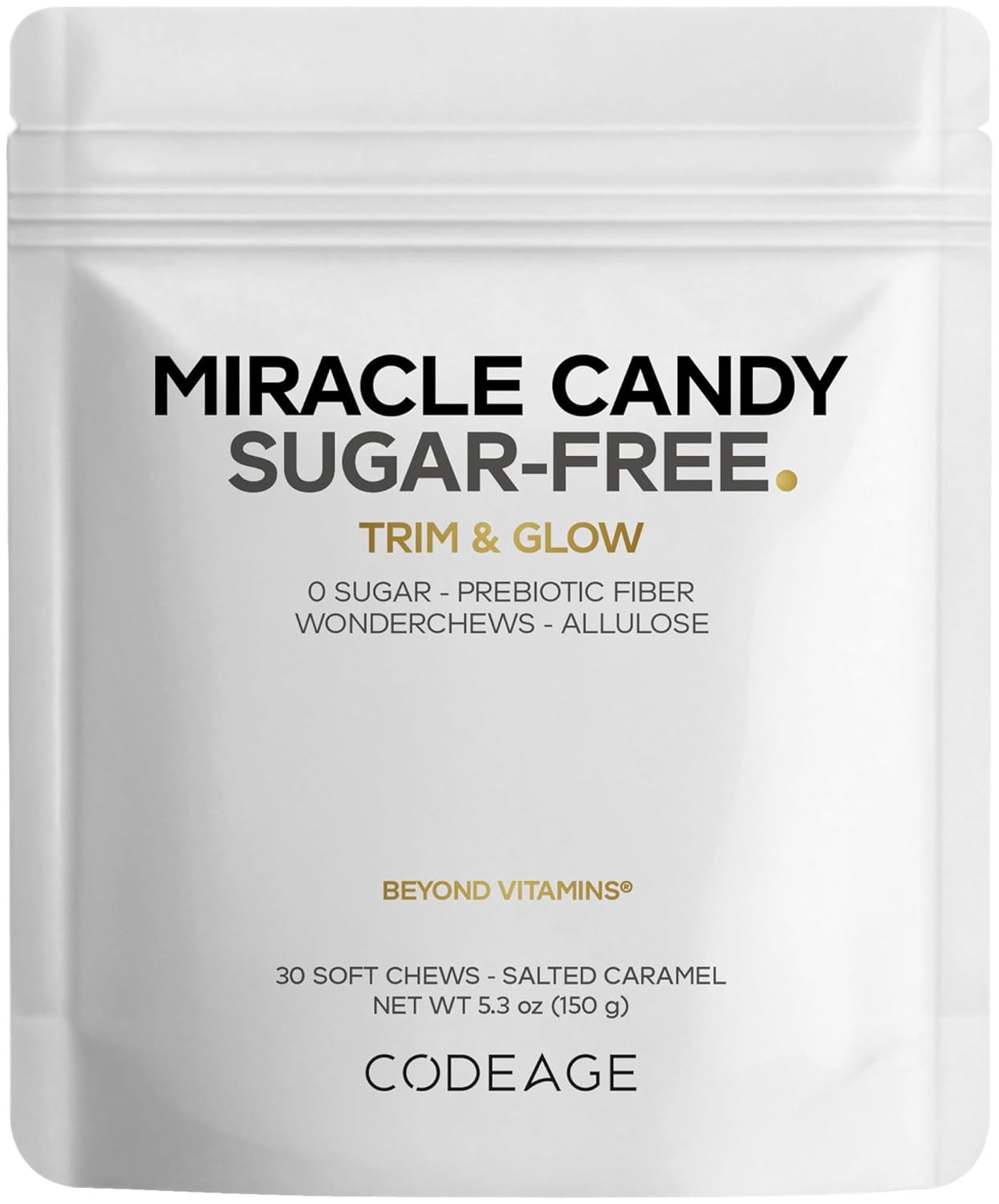 Codeage Miracle Candy Sugar-Free Candies, Salted Caramel Flavor Soft Chews – All