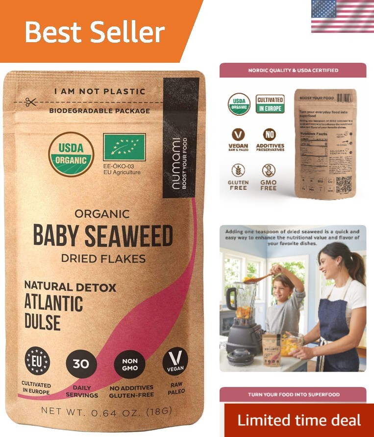 Organic Atlantic Dulse Flakes – 30 Servings of Vacuum-Dried Superfood Seaweed