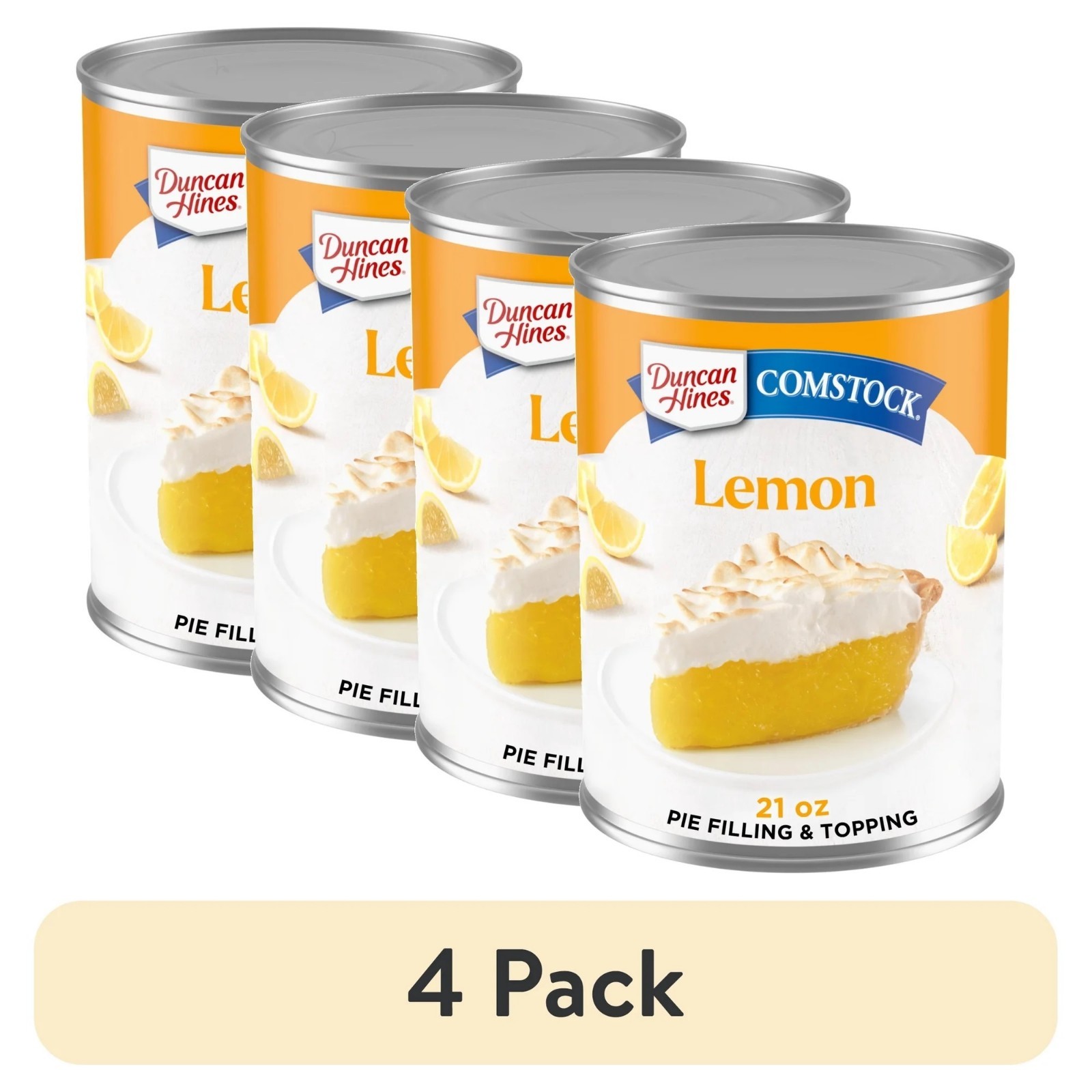 (4pack) Duncan Hines Comstock Original Lemon Crème Pie Filling and Topping,21 oz