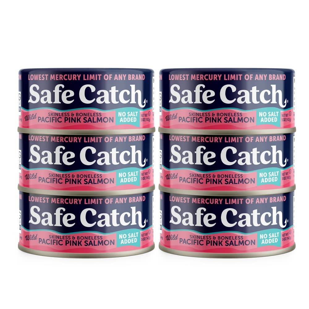 Safe Catch Wild Pacific Pink Salmon Canned WildCaught No Salt Added, 6 Pack 5oz