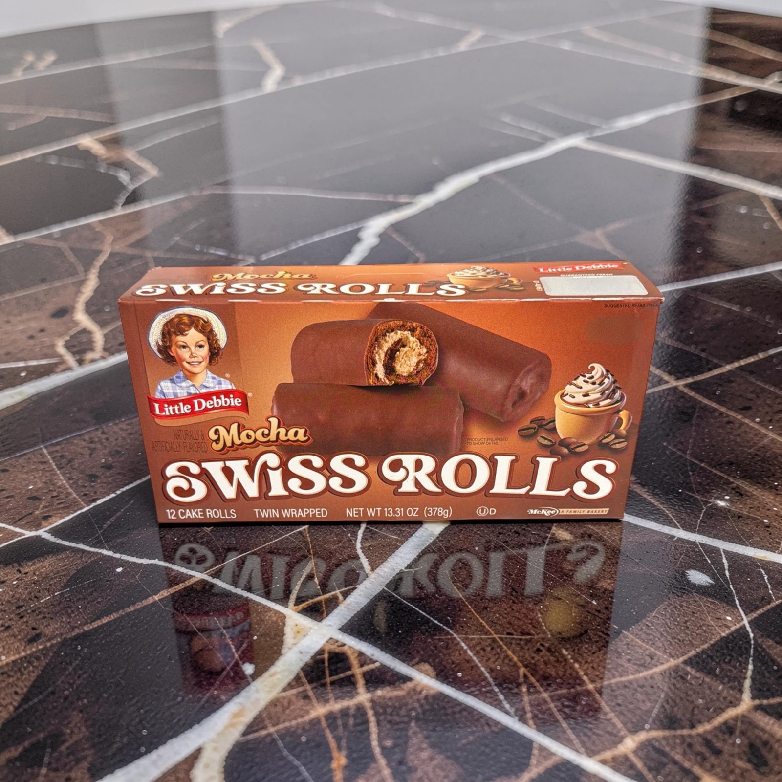 Little Debbie Mocha Swiss Rolls 2 Pack, 12 Rolls Per Box Chocolate Cake with Moc