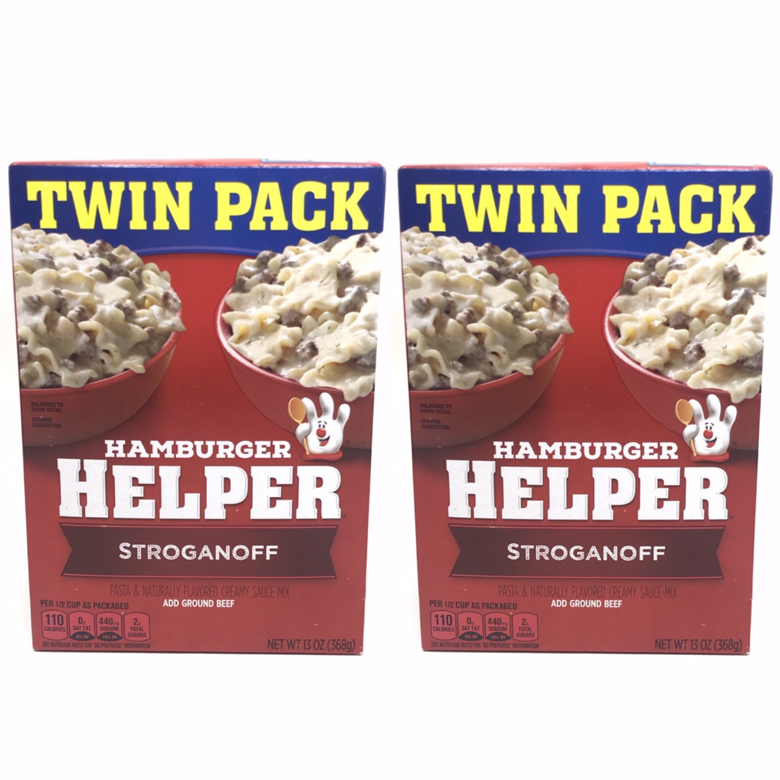 2 Twin Packs- Hamburger Helper STROGANOFF Creamy Sauce, Pasta Meals 13oz Each