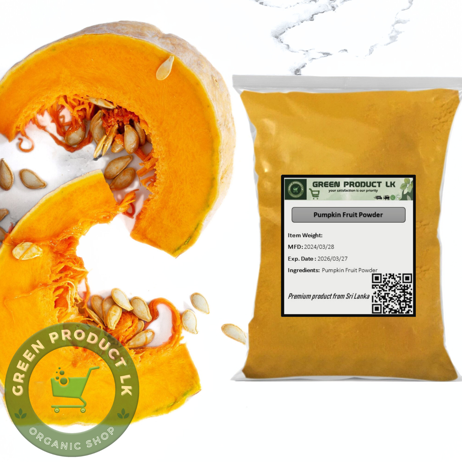 Pumpkin Fruit Powder | 100% Natural Organic Flour | Dried Dehydrated Vegetable