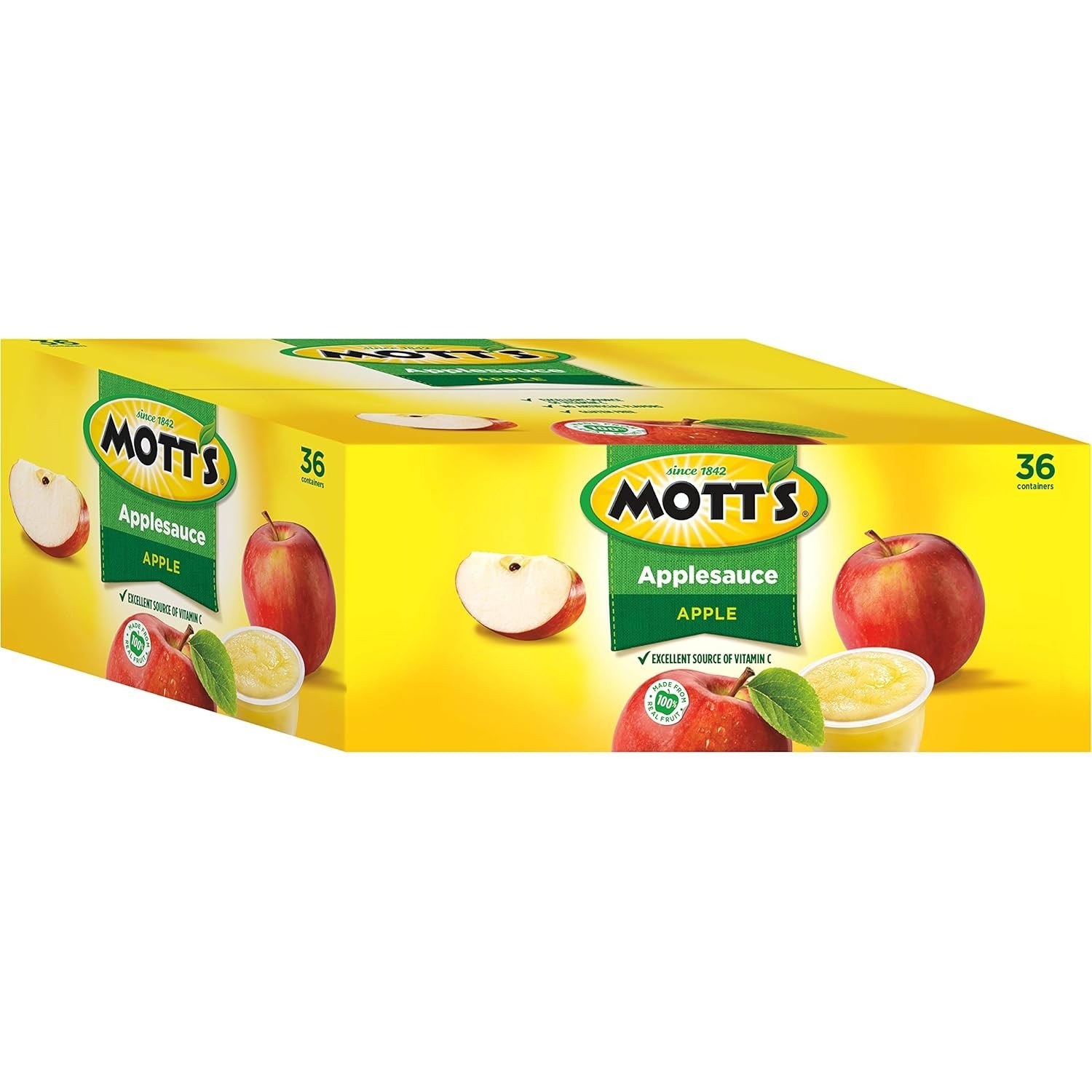 Applesauce, 4 Oz Cups, 36 Count, No Artificial Flavors, Good Source of Vitamin C