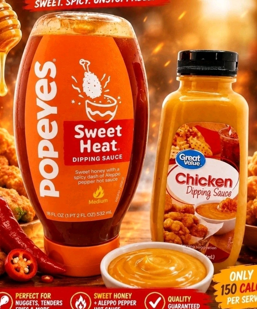 Popeyes Sweet Heat + Great Value Chicken Dipping Sauce Bundle Honey Mustard