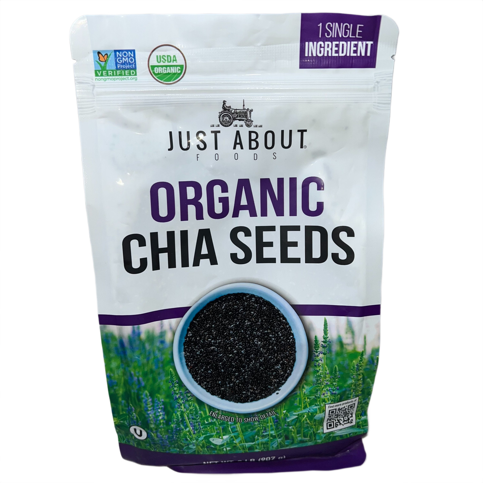 Just About Foods Organic Chia Seeds 2lb 32oz Non-GMO Gluten-Free New