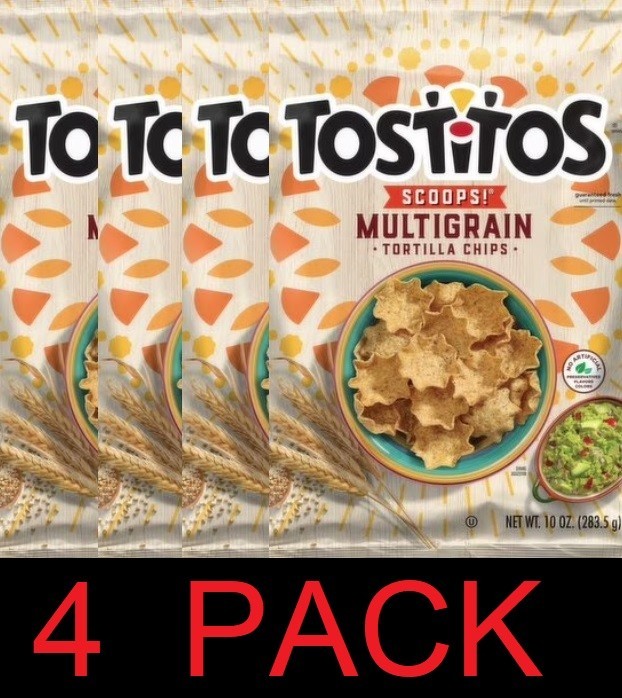 Tostitos SCOOPS Crispy MULTIGRAIN Tortilla Chips ORIGINAL 10 oz Bag – 4 PACK