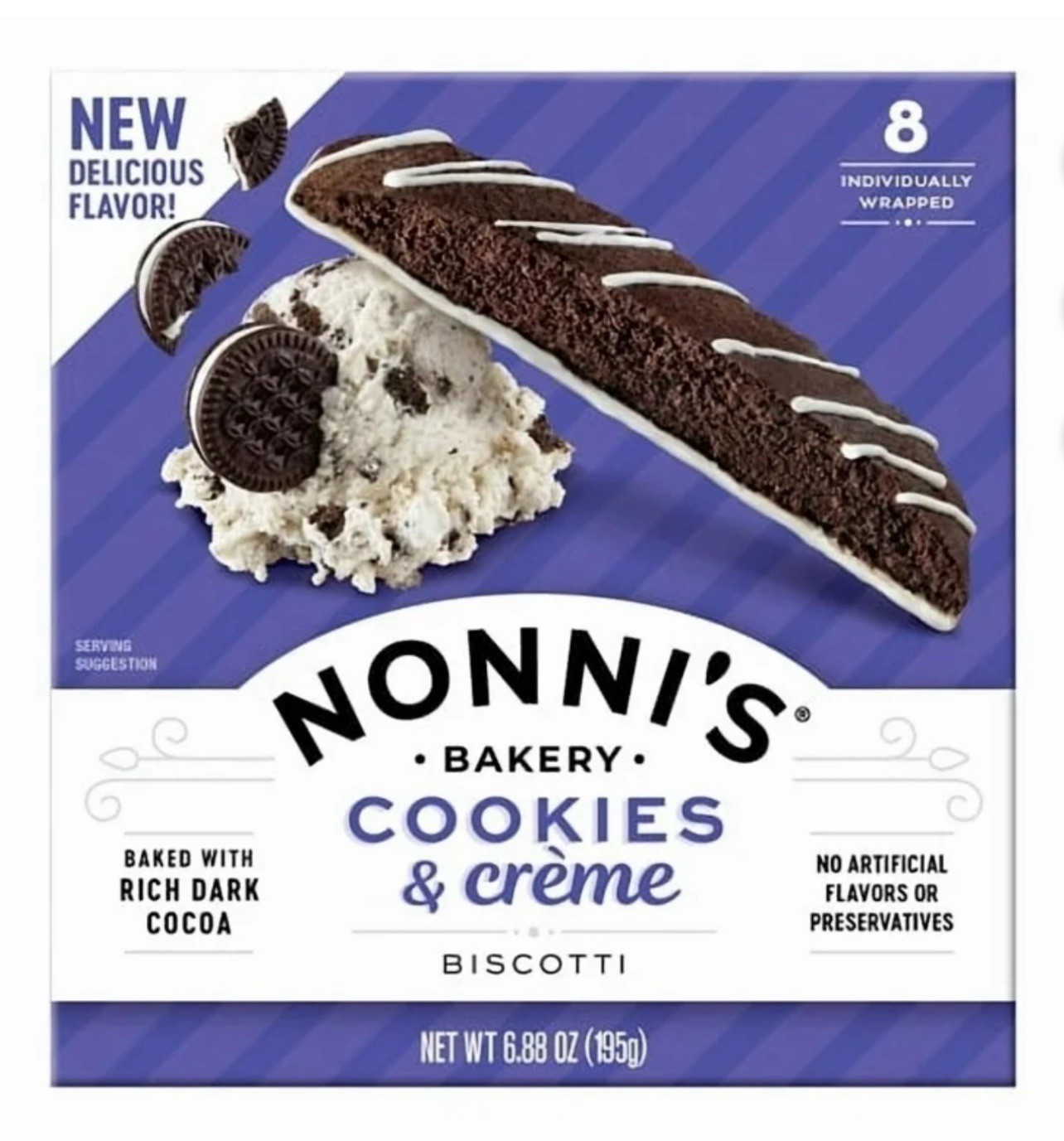 🟢 New Nonni’s Bakery COOKIES & CREME Biscotti Baked Soft Pastry Cookies 6.88oz