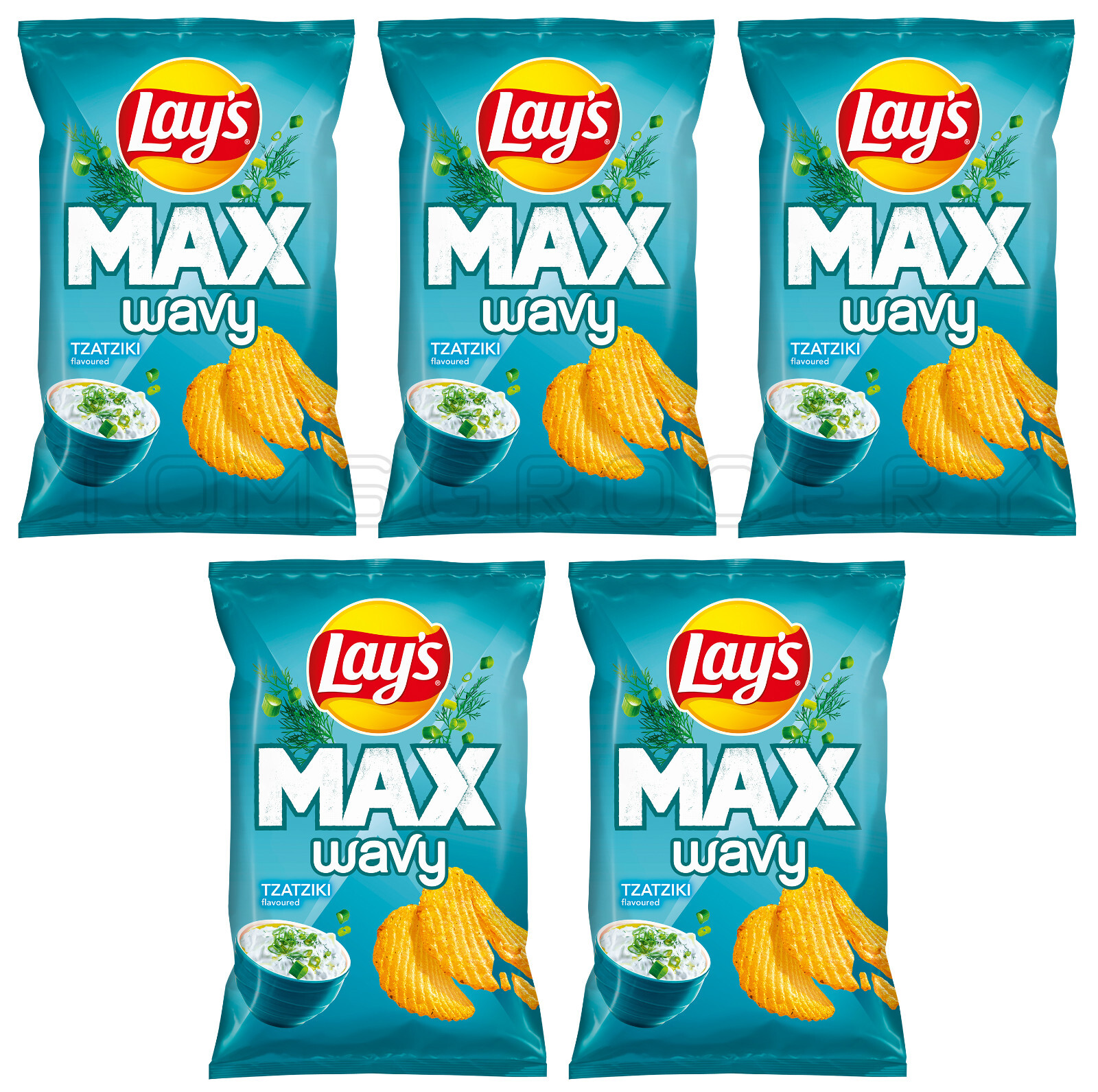 5 LAYS MAX Wavy Tzatziki Flavor Potato Chips Snacks 120g 4.2oz