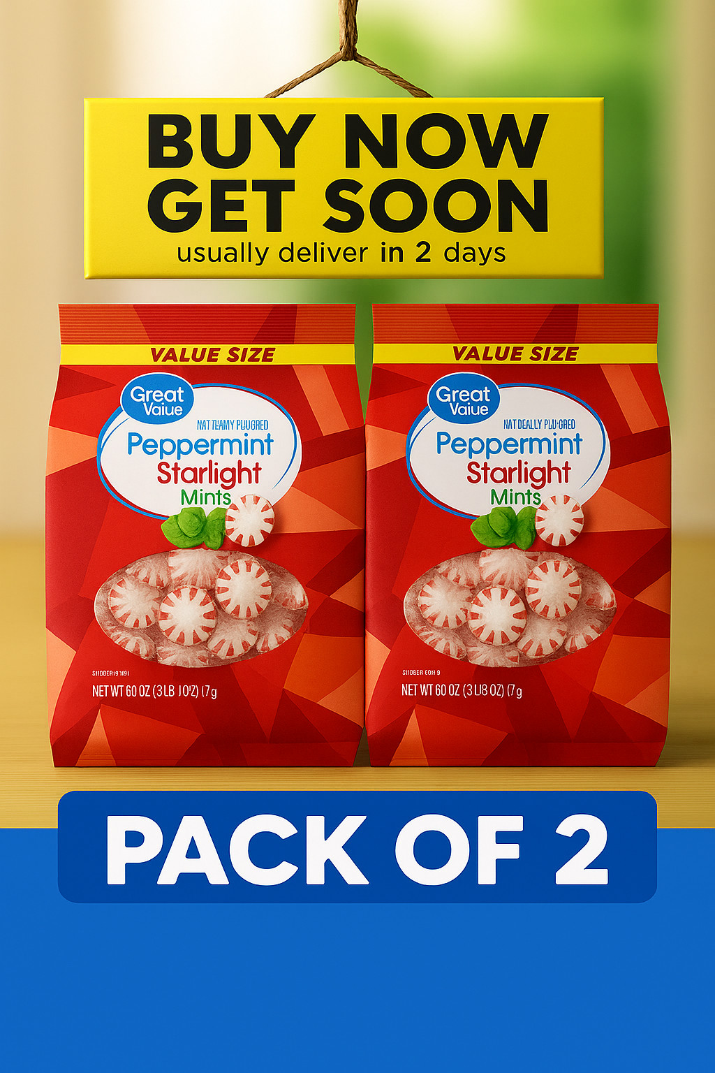 Great Value Peppermint Starlight Mints Hard Candy, 60 oz