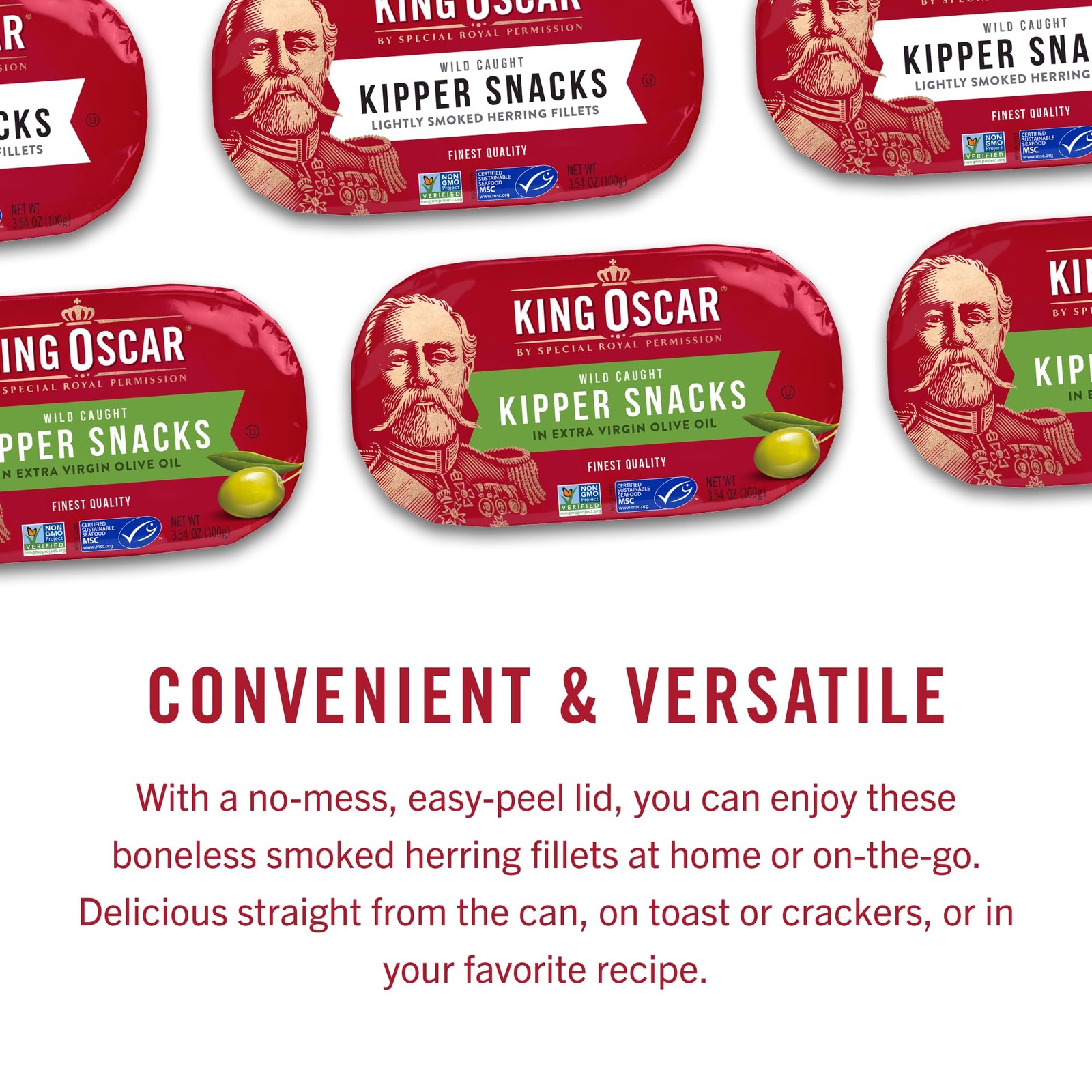 King Oscar Kipper Snacks, 3.54 Ounce Cans (Pack of 12), Lightly Smoked Herring