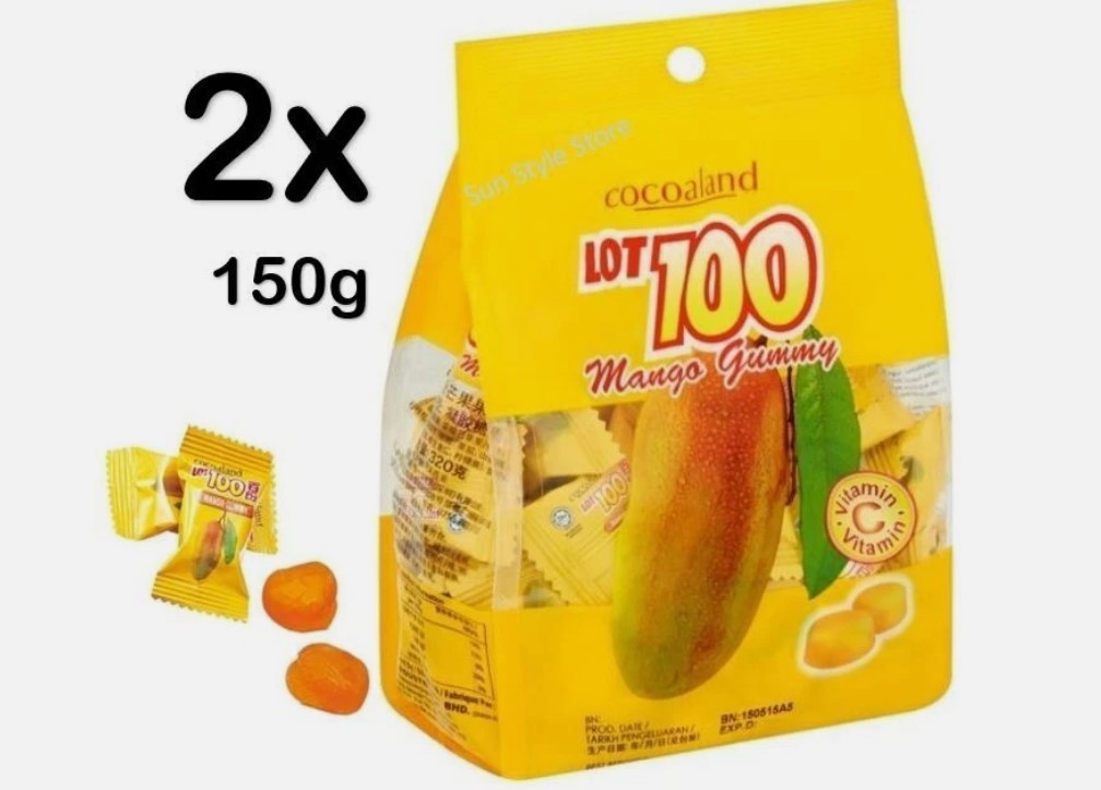 Mango Gummy 2x 150g / 5.29oz Malaysia Brand LOT 100 Sweets Candy Snack Cocoaland