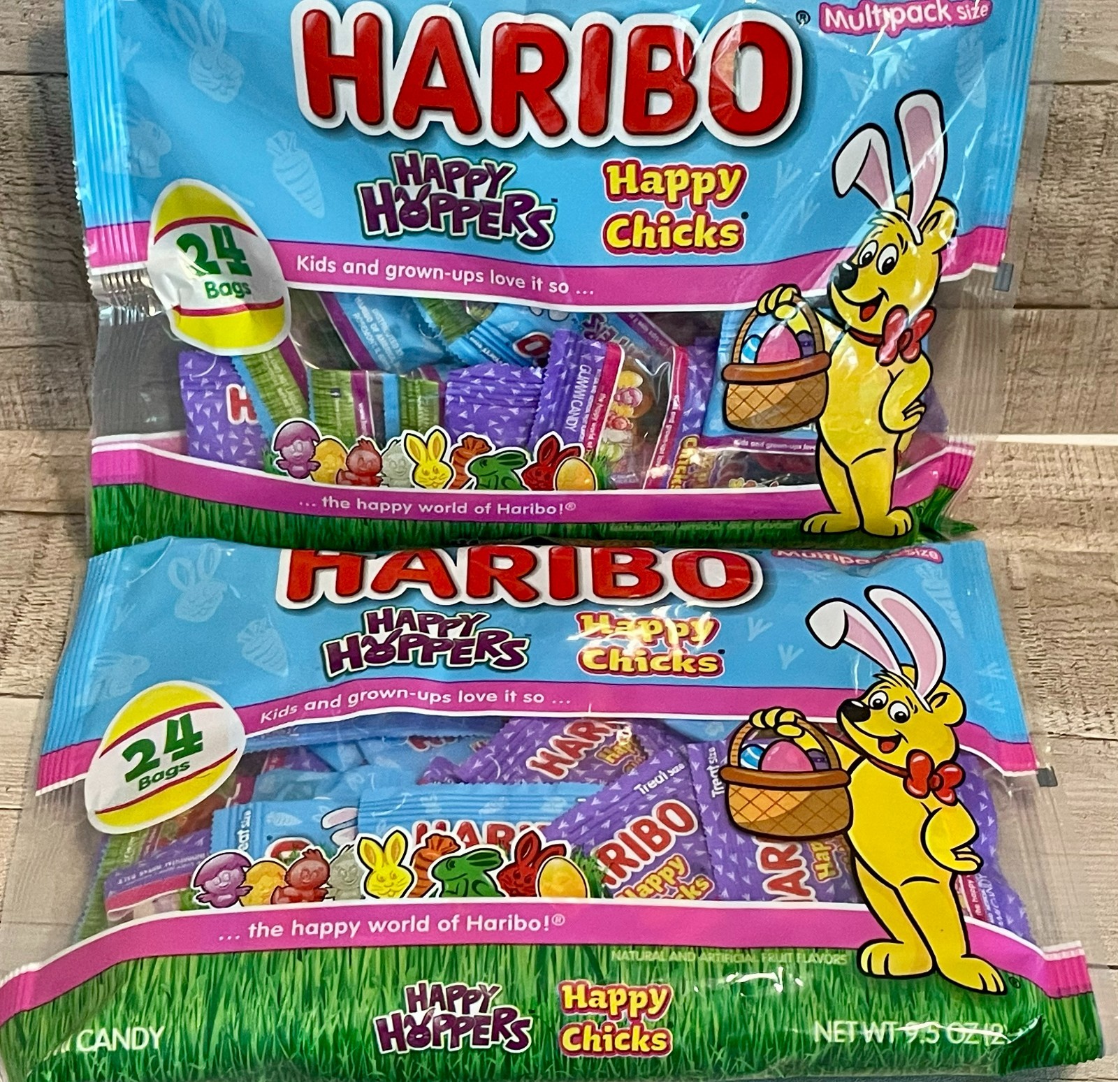 2 X – Haribo Happy Hoppers Happy Chicks Gummy Candies 24 Bags ea. – BB 1/27