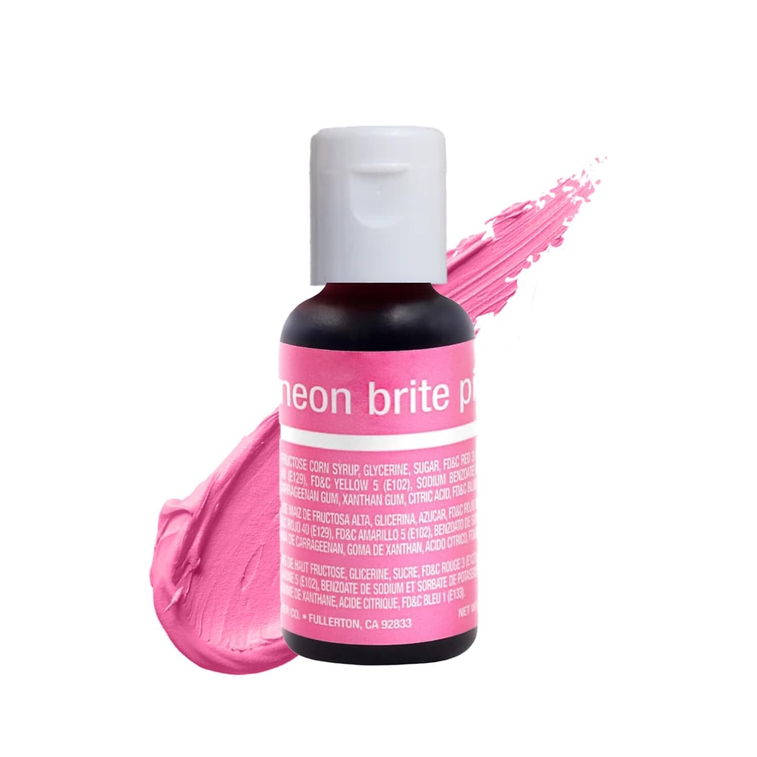 Chefmaster Neon Brite Pink Liqua-Gel Food Coloring 0.7oz Vegan