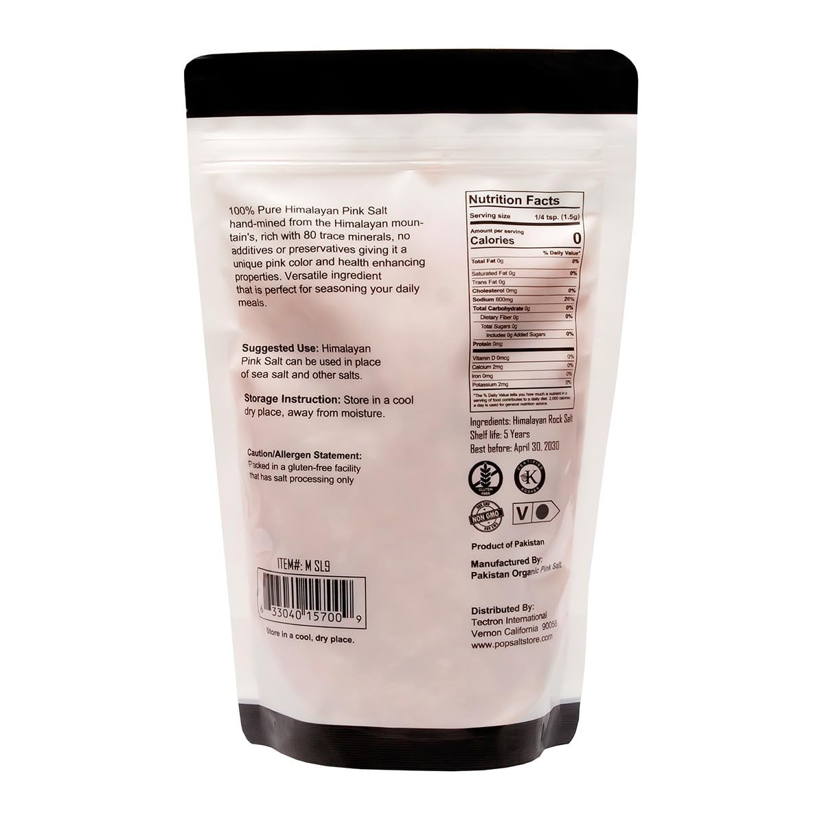 Himalayan Pink Salt (Coarse) in a Convenient 1-Pound Pouch + Acacia Wood Cellar