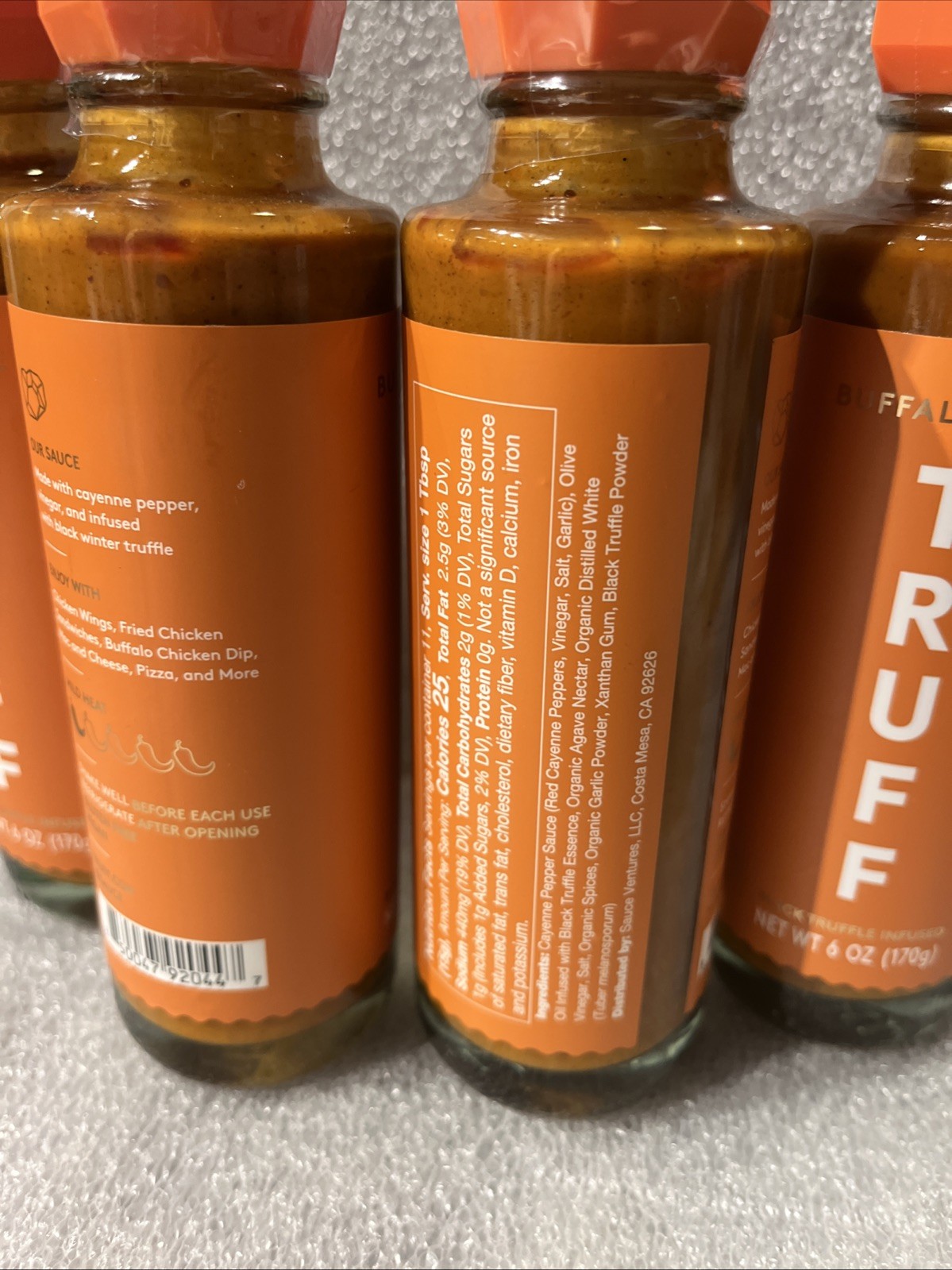 4X Ruff Black Truffle Infused Buffalo Sauce 6 oz Each. BB 04/2027 Glass Bottles