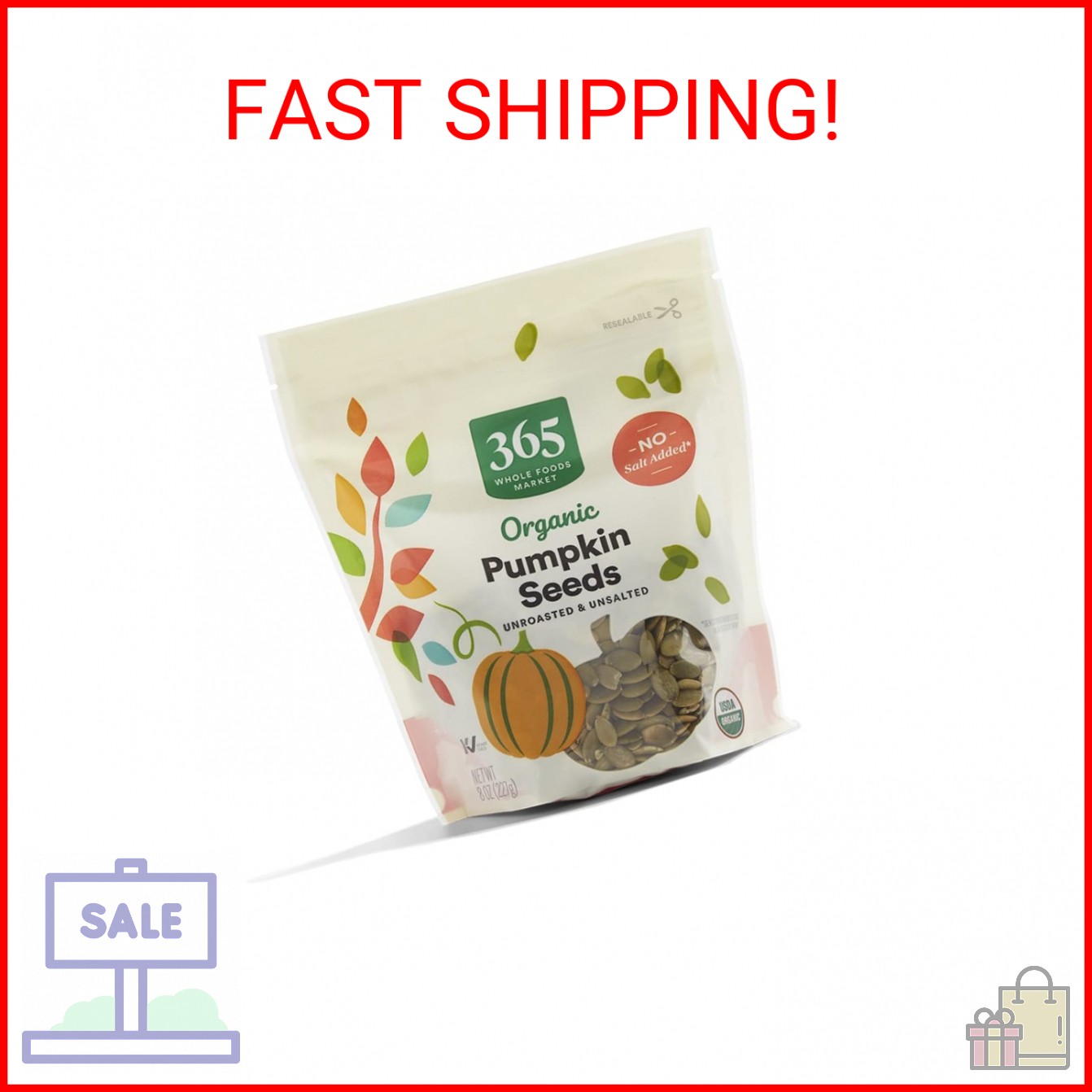 365 by Whole Foods Market, Organic Pumpkin Seeds, 8 Ounce
