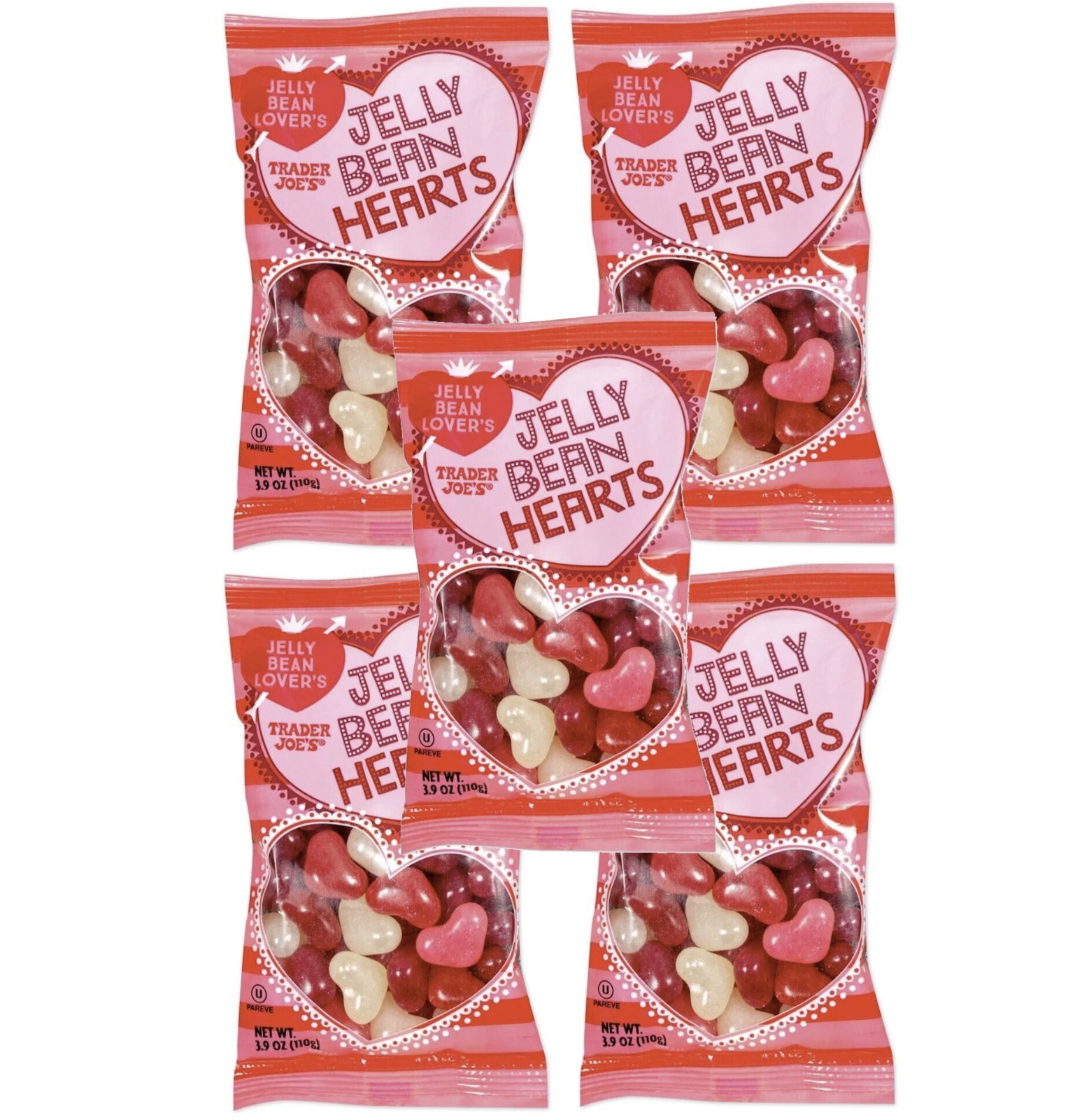 5 Pack Trader Joe’s Jelly Bean Hearts 3.9 oz each LIMITED