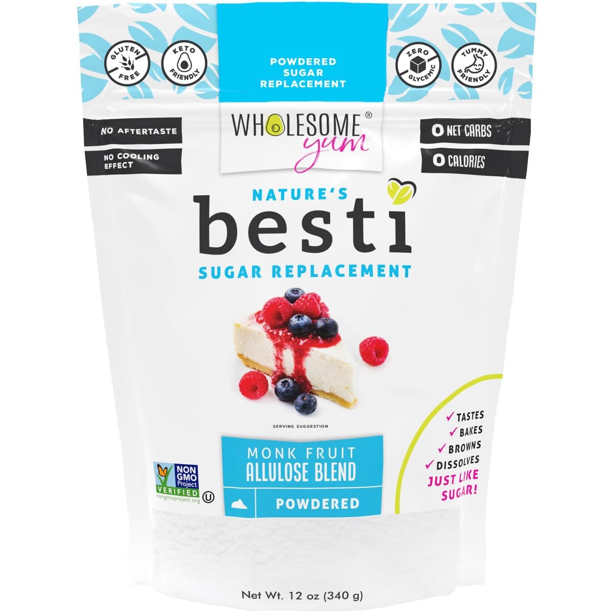 Wholesome Yum Monk Fruit Sweetener Blend – Keto Powdered Sugar 12 oz