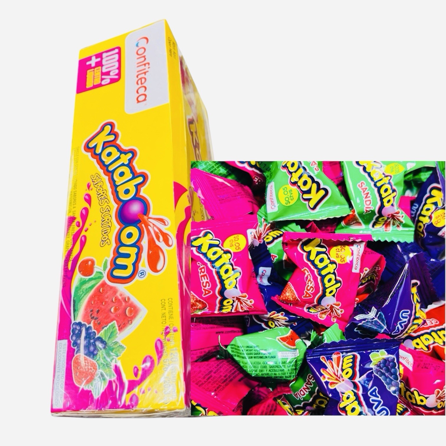 Kataboom Bubble Gum Assorted Flavors Ecuadorian Chicle Candy 120 Unit (20.3 oz)