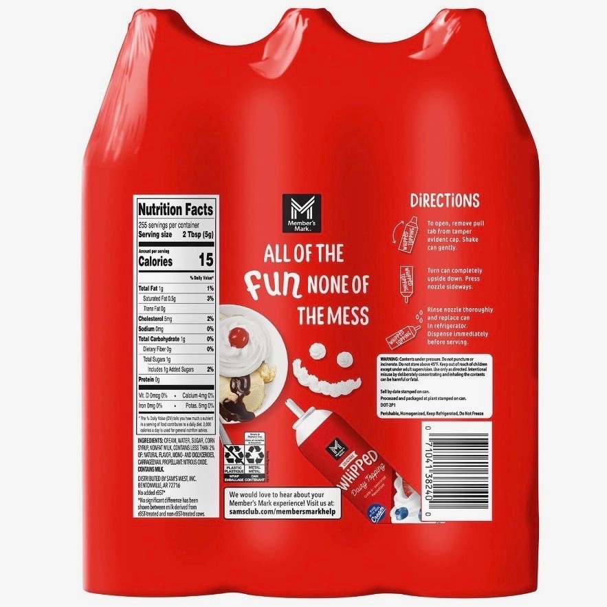 Member’s Mark Original Dairy Whipped Topping 15 oz., 3 pk.