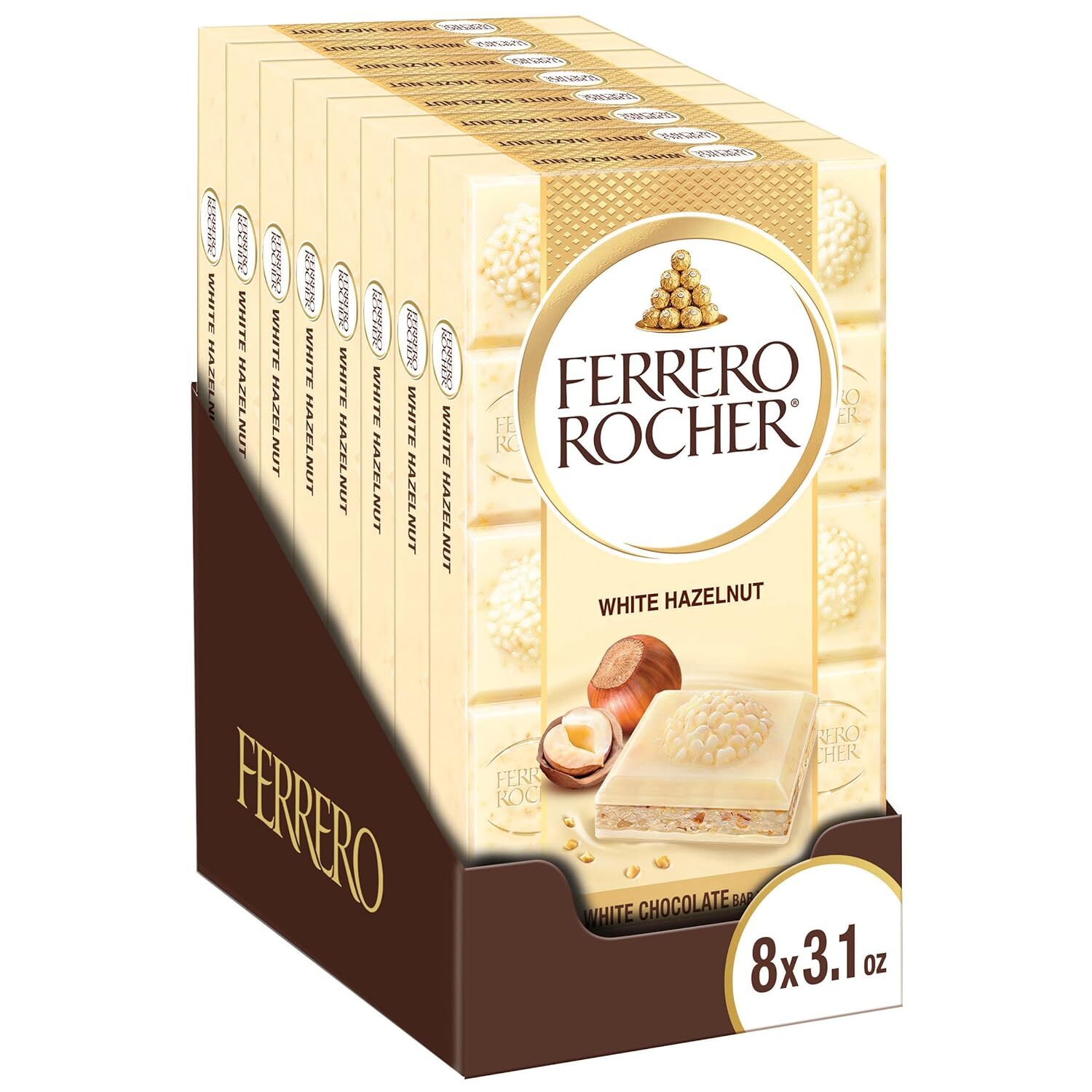 Barras De Chocolate Premium, Chocolate Blanco Con Avellanas Individualmente Wra