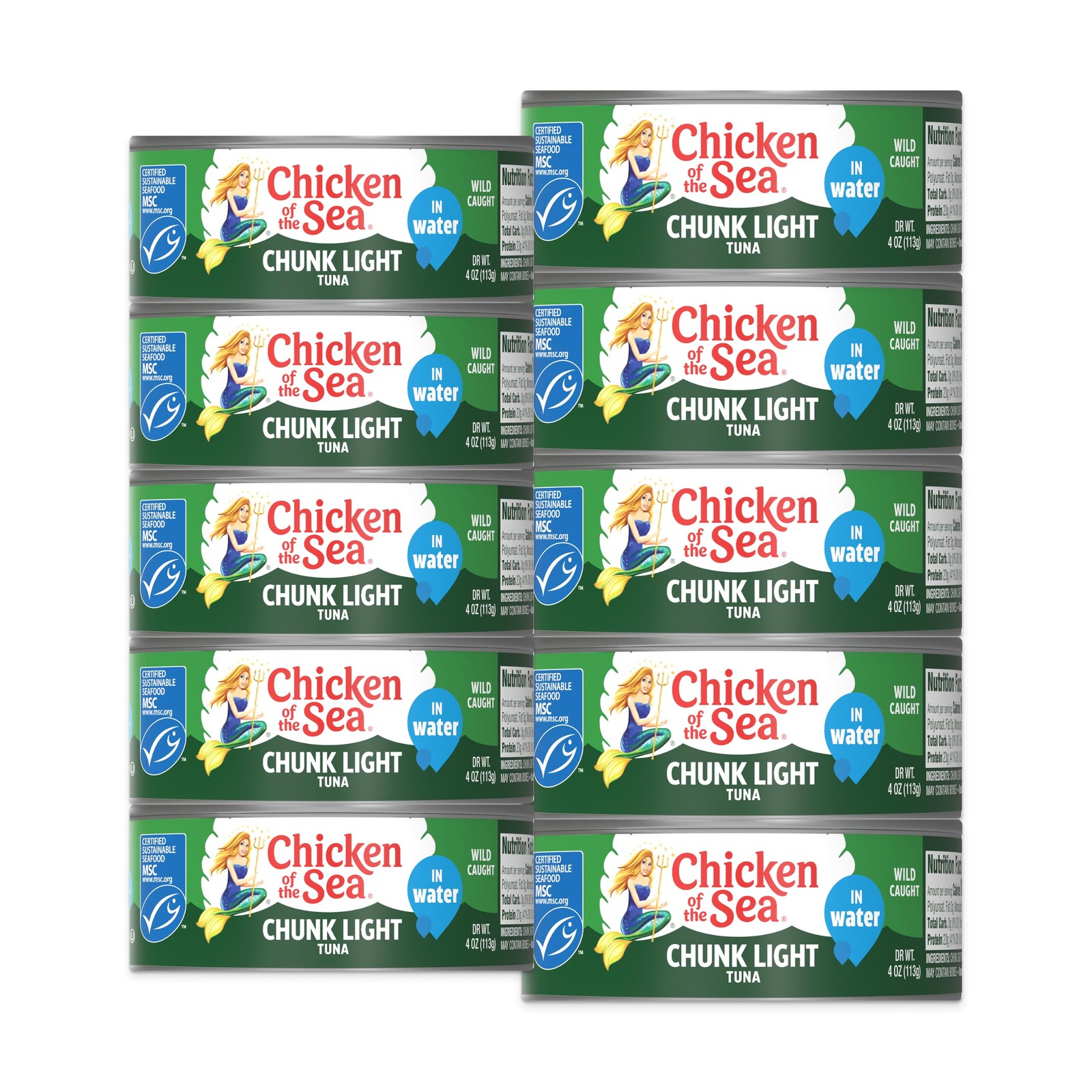 Chicken of the Sea Wild Caught Chunk Light Tuna, 5 Ounce 5 (Pack 10)