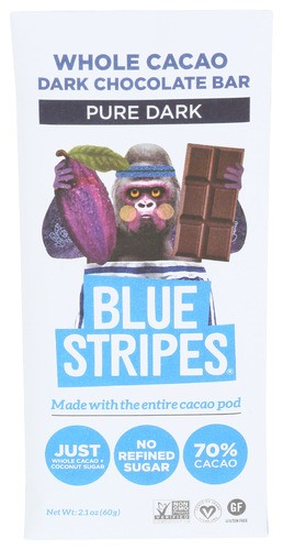 Blue Stripes Bar Chocolate Pure Dark 2.1 oz (Pack of 12)