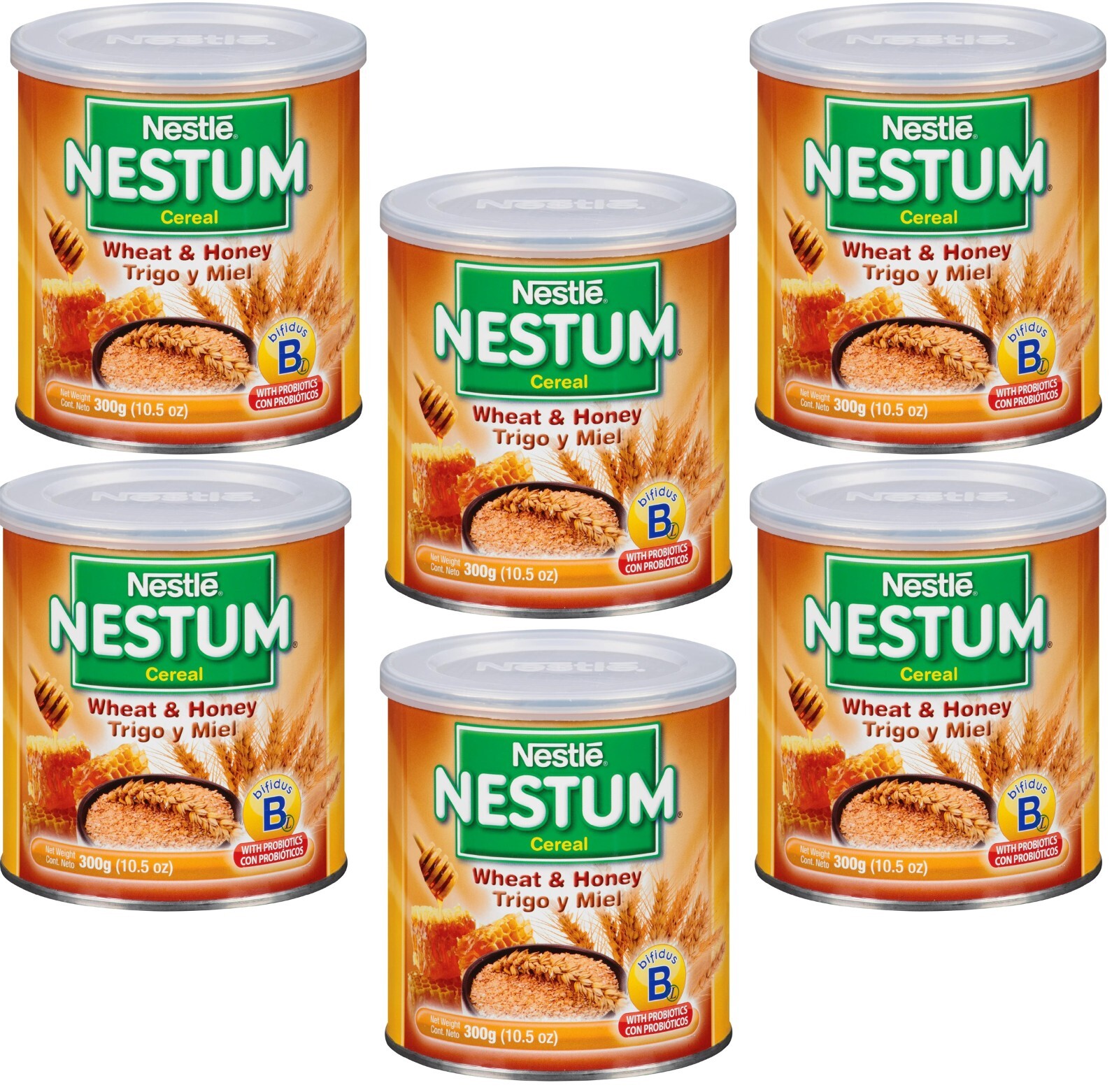 6 Pack Nestle Nestum Honey Wheat Cereal Grains, Vitamin A, C, Probiotics 10.5 oz
