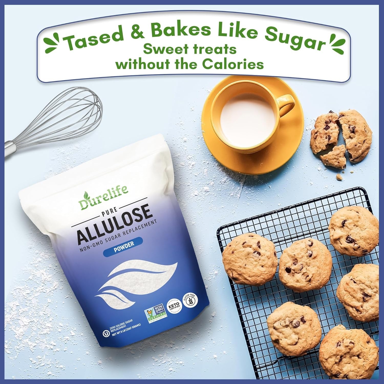Allulose Sweetener,5lb 100% Pure No Erythritol Powdered Sugar Substitute,Non-GMO
